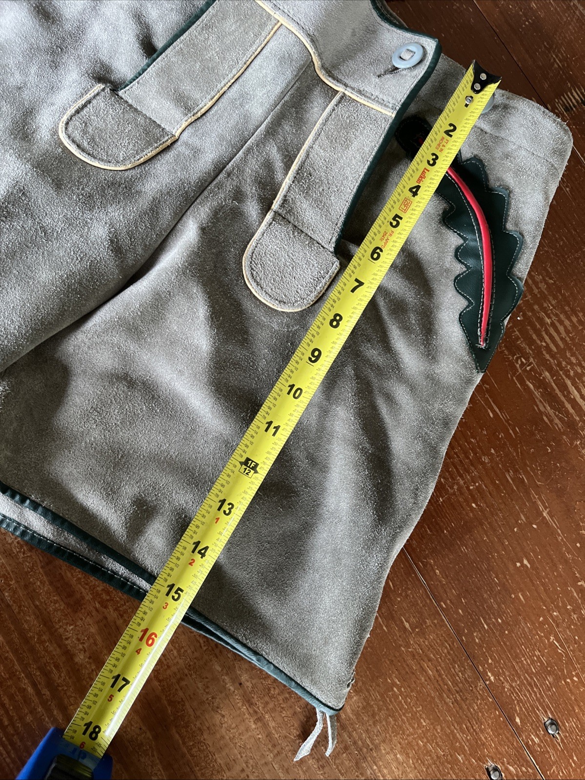 Vintage German Lederhosen Genuine Grey Suede Shorts Oktoberfest 29” Waist