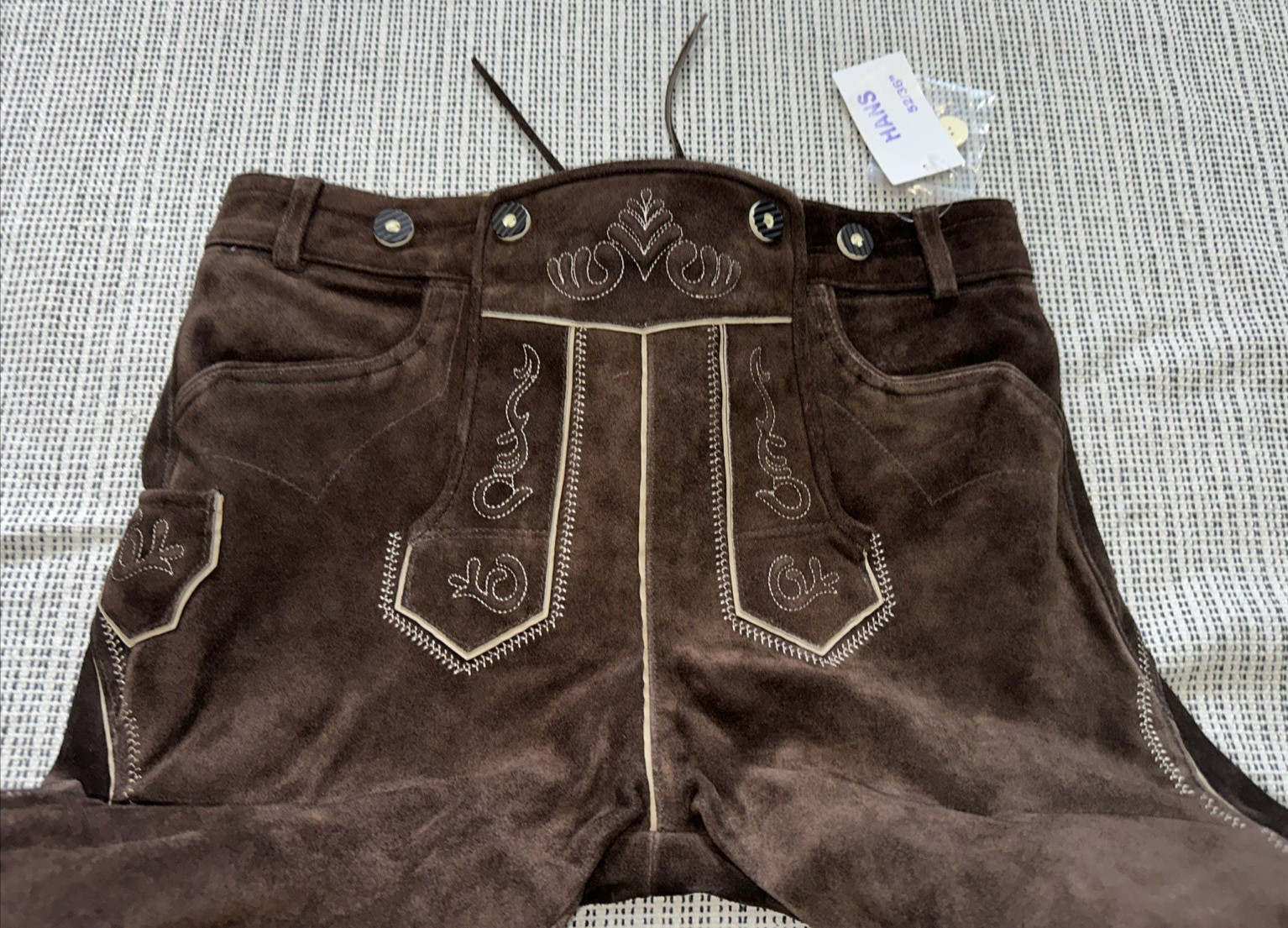 Lederhosen4U Brown Suede German Lederhosen Hans Size 52 New