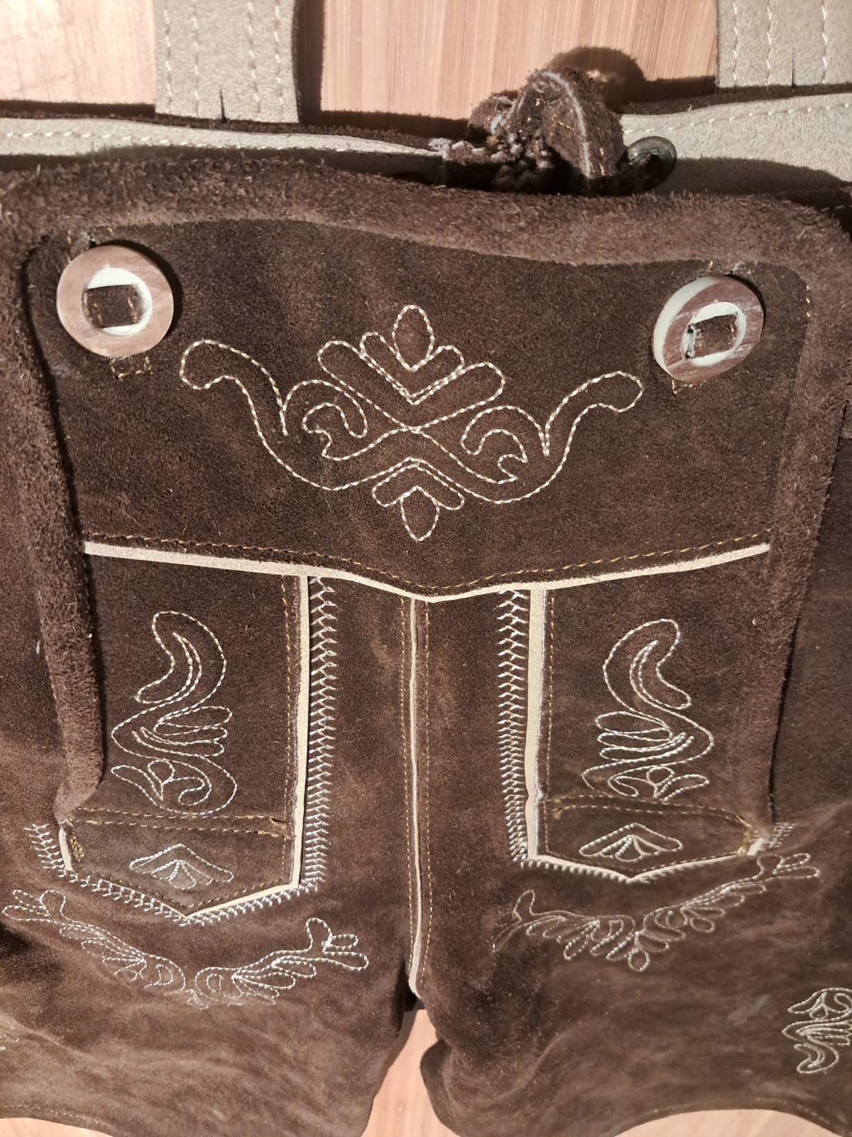 Ernst Licht Brown Leather Lederhosen Shorts w/ Suspenders Size 32