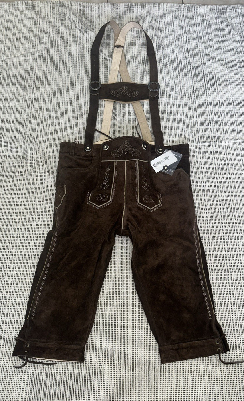 Lederhosen4U Brown Suede German Lederhosen Hans Size 52 New