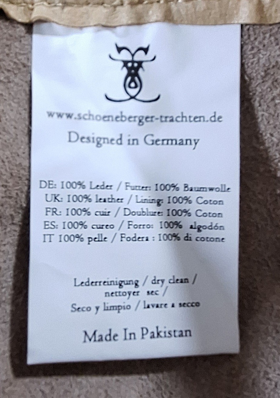 NWT Schoenberger Lederhosen Leather Shorts Oktoberfest Bavarian Alpine Trachten