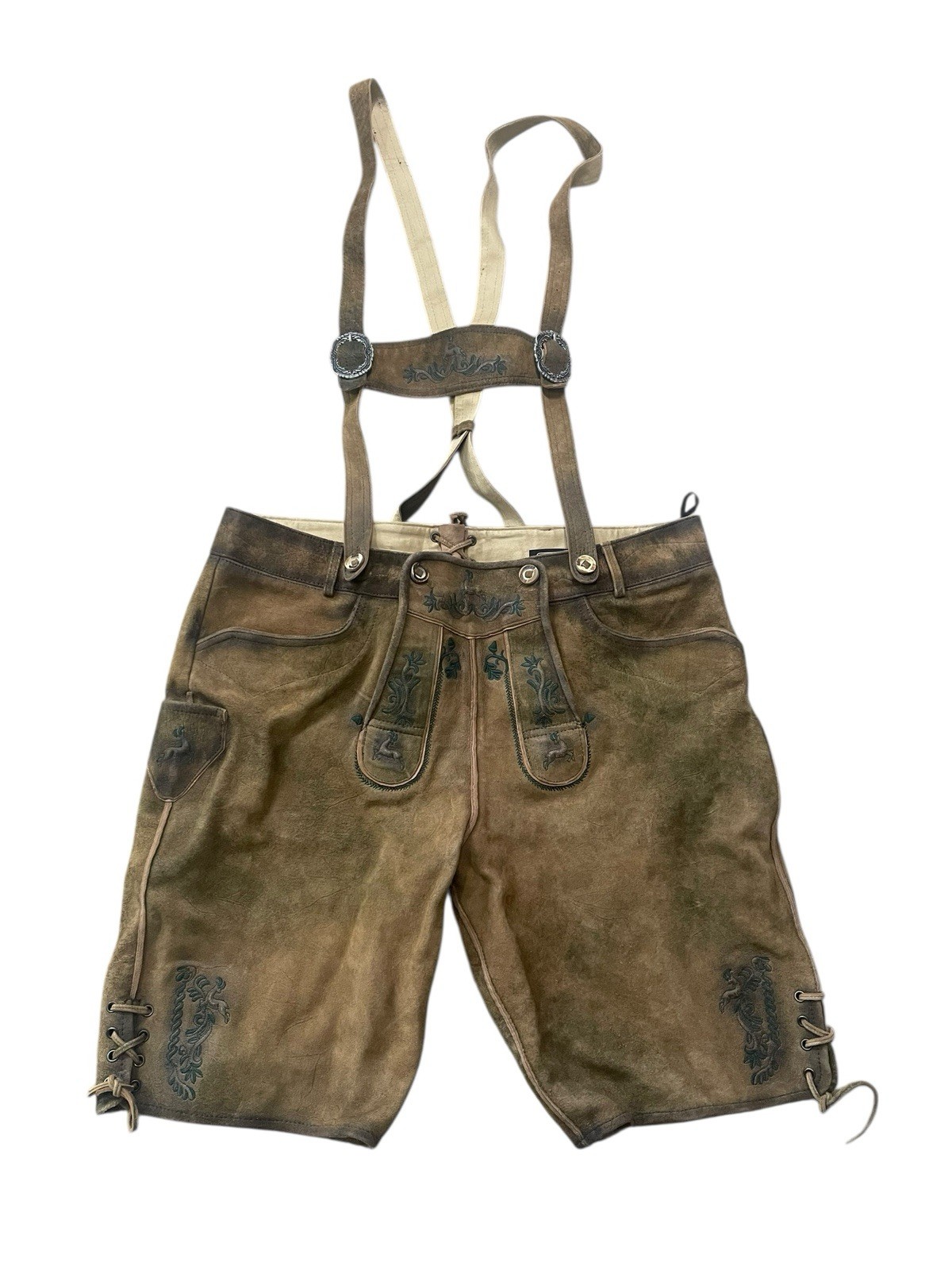 Van Linnen Bavarian Oktoberfest Lederhosen Shorts Tracht #OKTOBERFEST Waist 42
