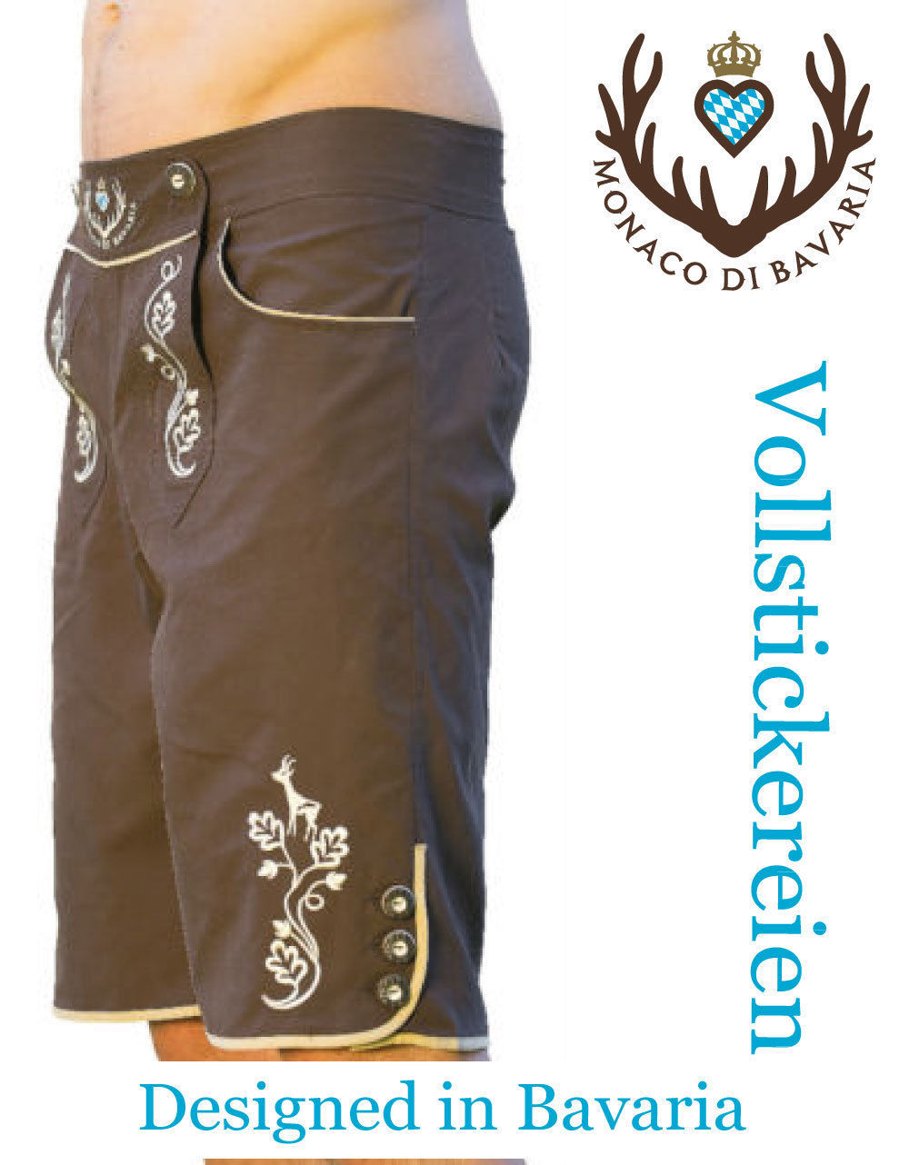 Originell, Tracht, Lederhose, Shorts, Bermudashorts, Badehose, Badelederhose,