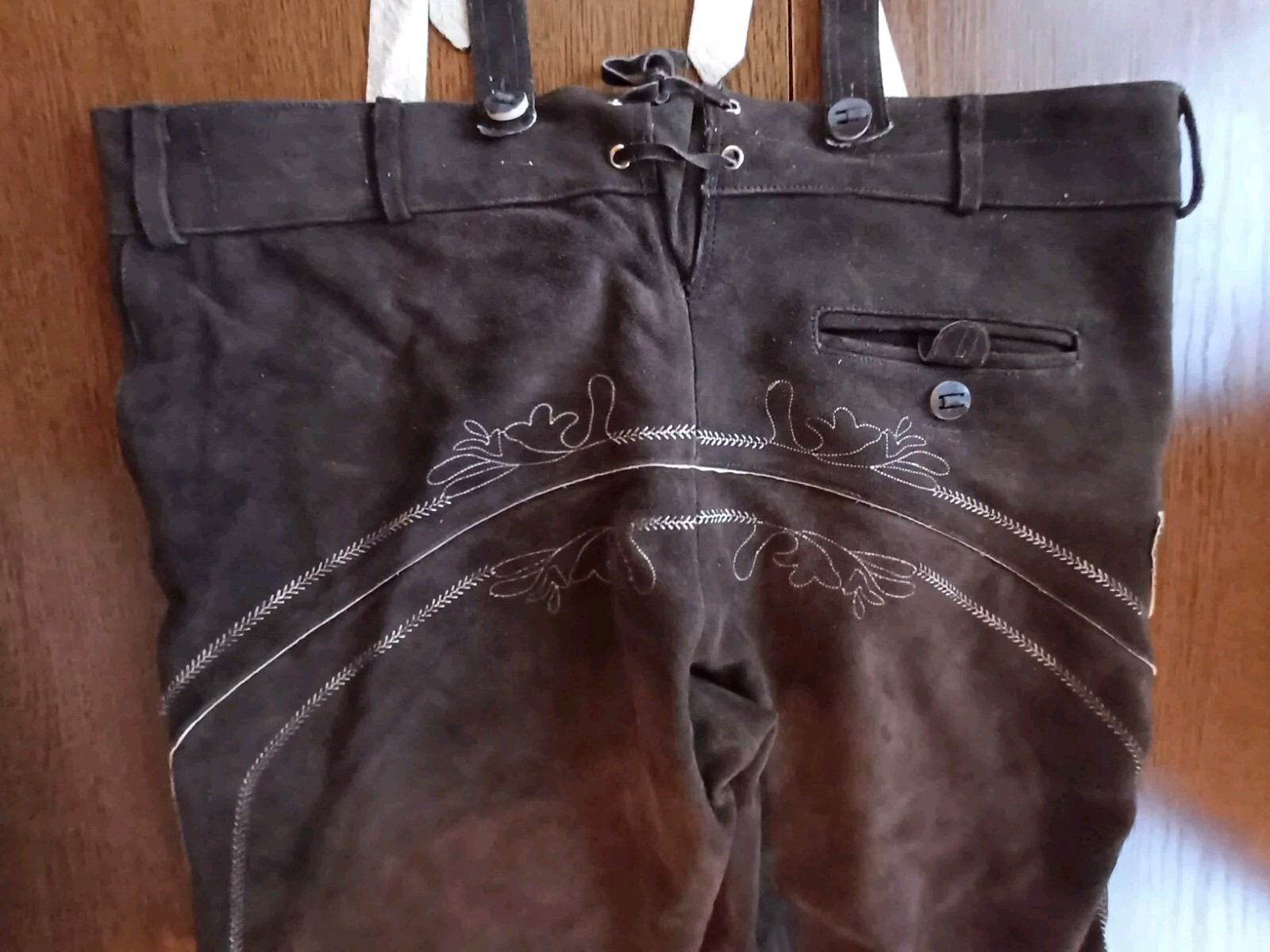Bavarian Trachten Oktoberfest Suede Leather Lederhosen Shorts Pant Size W 42-44