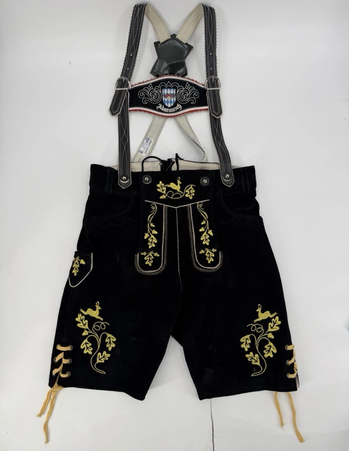 Authentic Suede Leather Lederhosen Shorts Black Size 48 – US 30