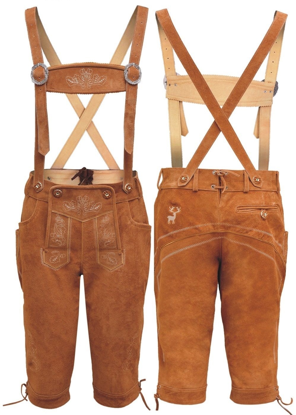 New German Oktoberfest Bavarian Lederhosen Men Real Leather Matching long Short
