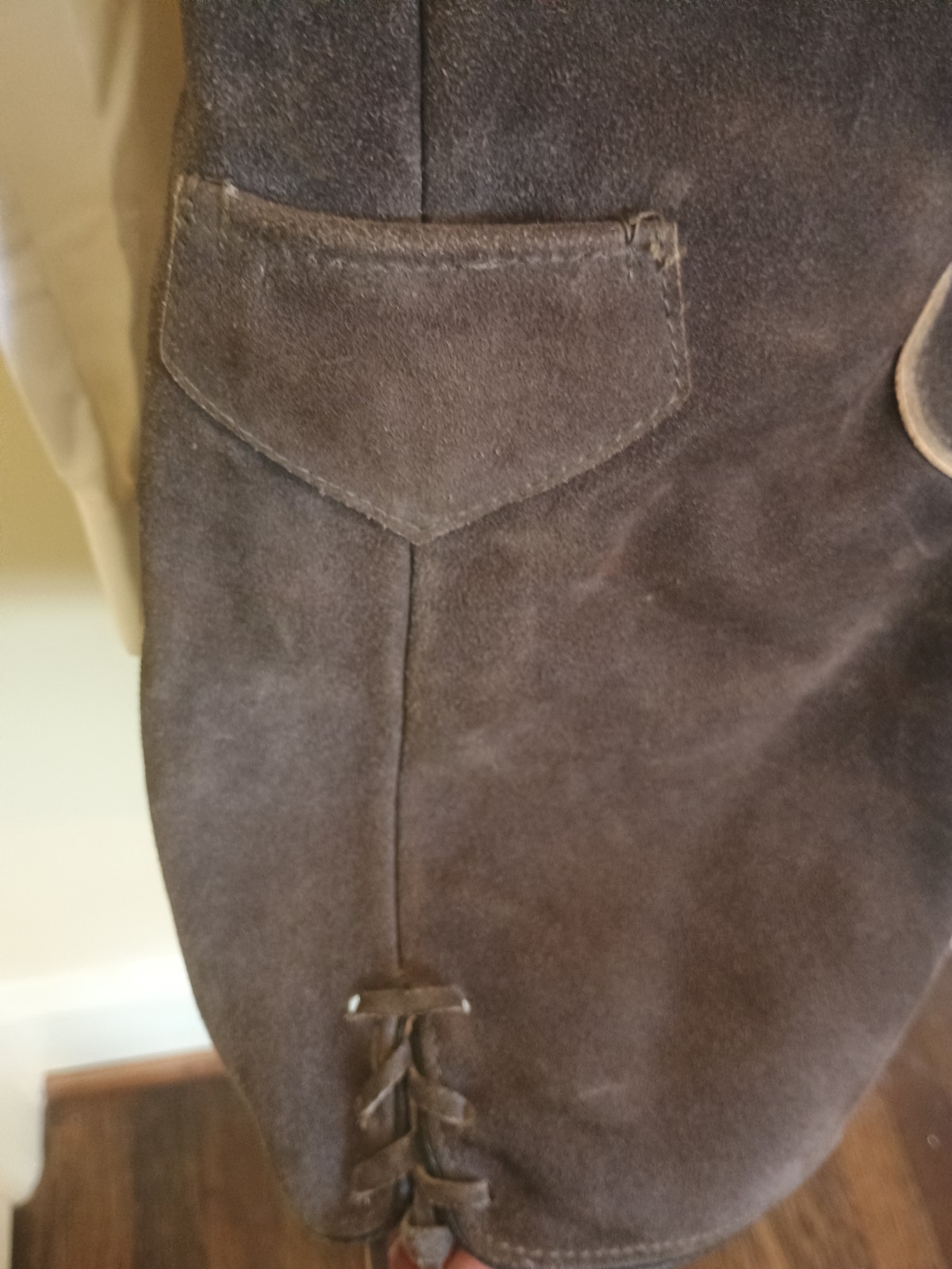 Vintage Traditional Teen Size 32 Suede Lederhosen With Hammerschmid Shirt