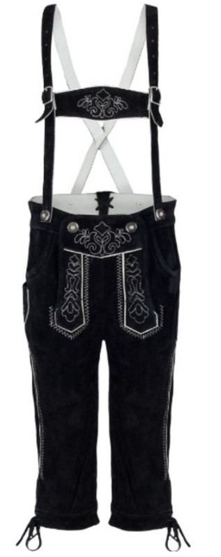 G’Weih & Silk men’s costume pants leather pants with straps, Black, de44