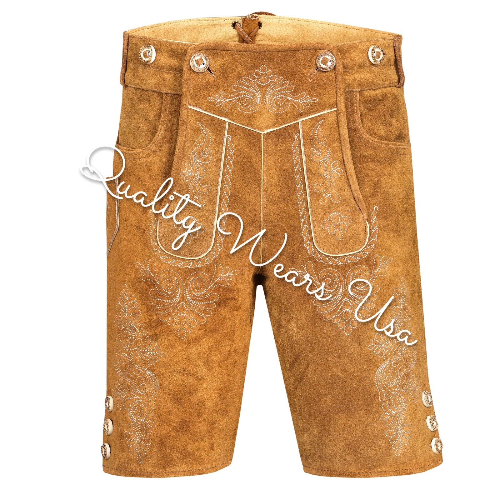 Authentic Men Lederhosen Oktoberfest Bavarian Lederhosen -Leather Trousers Plain