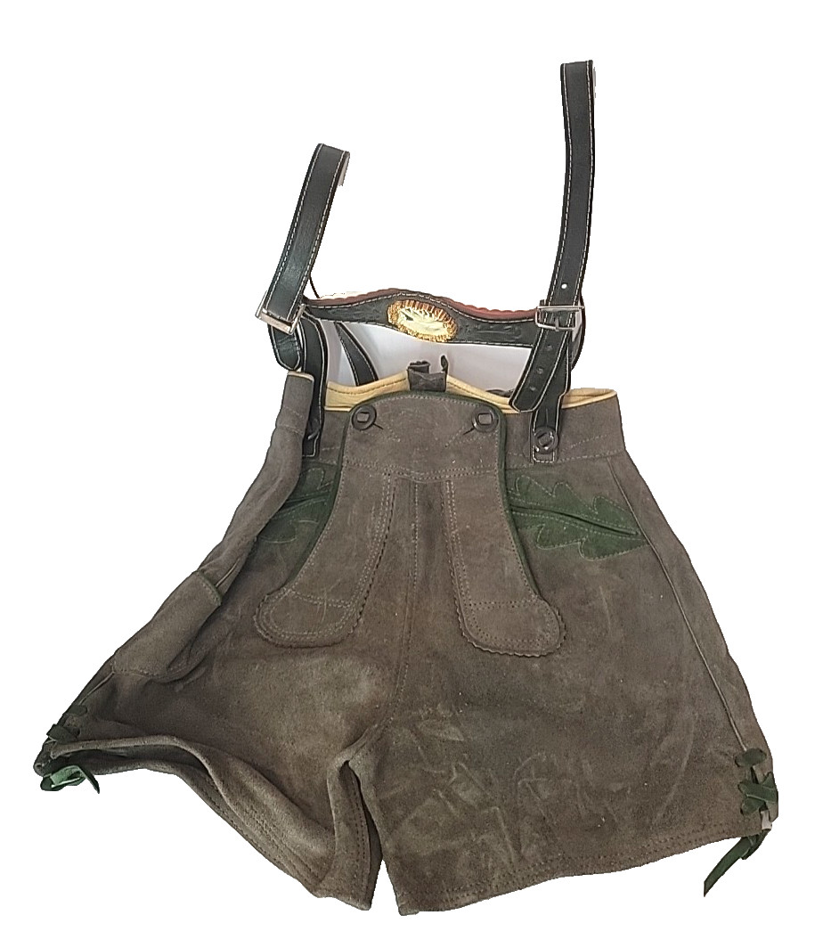 Lederhosen German Child Shorts Authentic Vintage Suede Leather Size 2 Oktoberfes