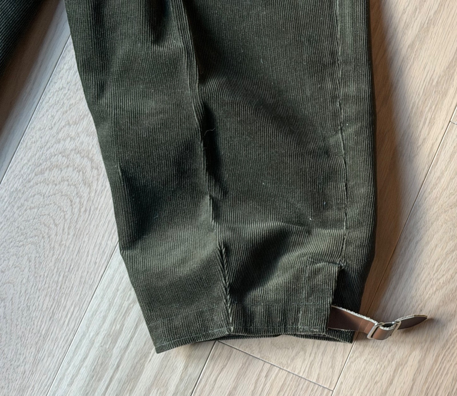 Vintage Unworn – GERMAN Lederhosen Pants, Forest Green Corduroy, Belted, Leather