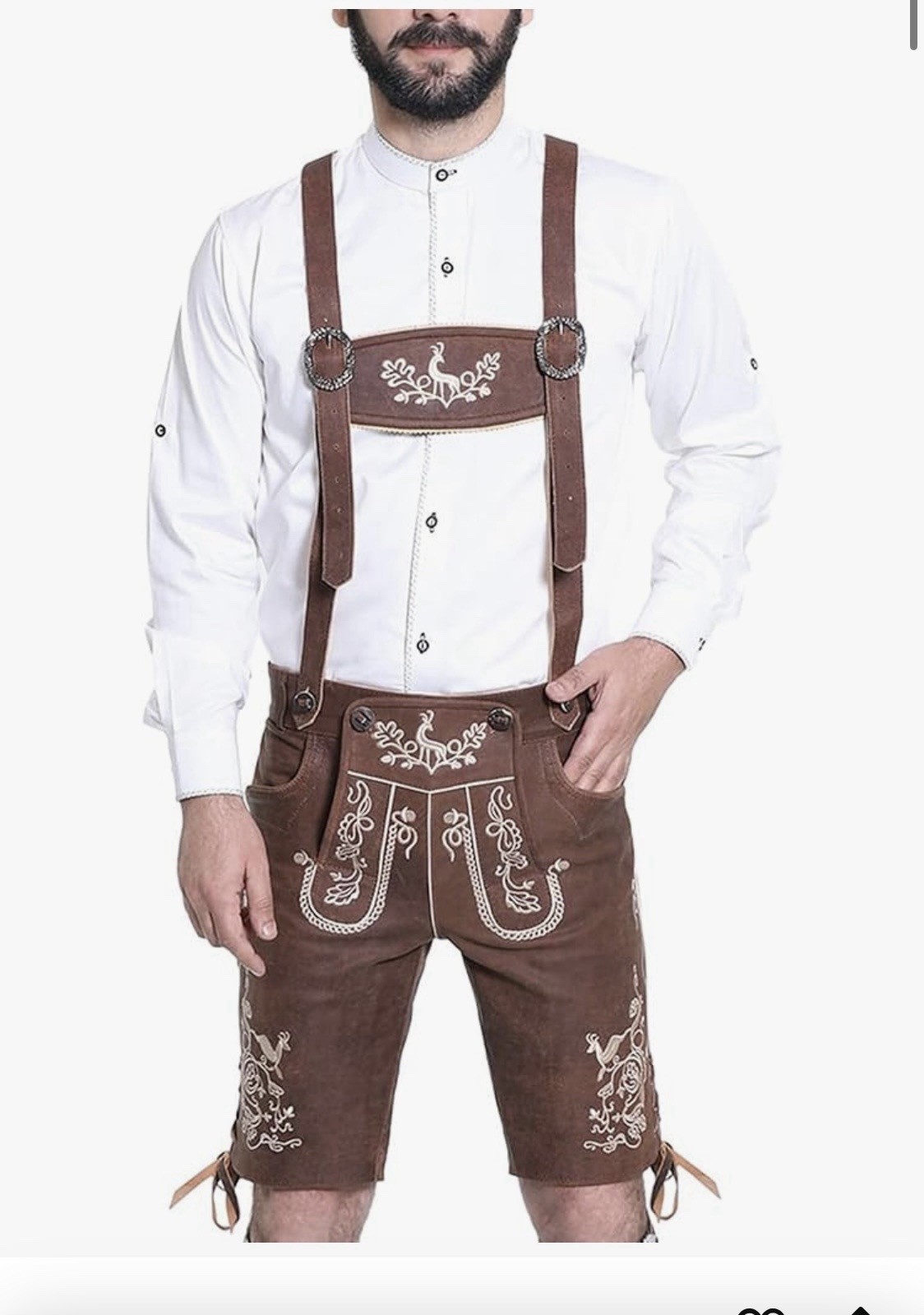 Lederhosen Oktoberfest Leather Trachten Shorts Authentic Outfit Size US 42 EU 58