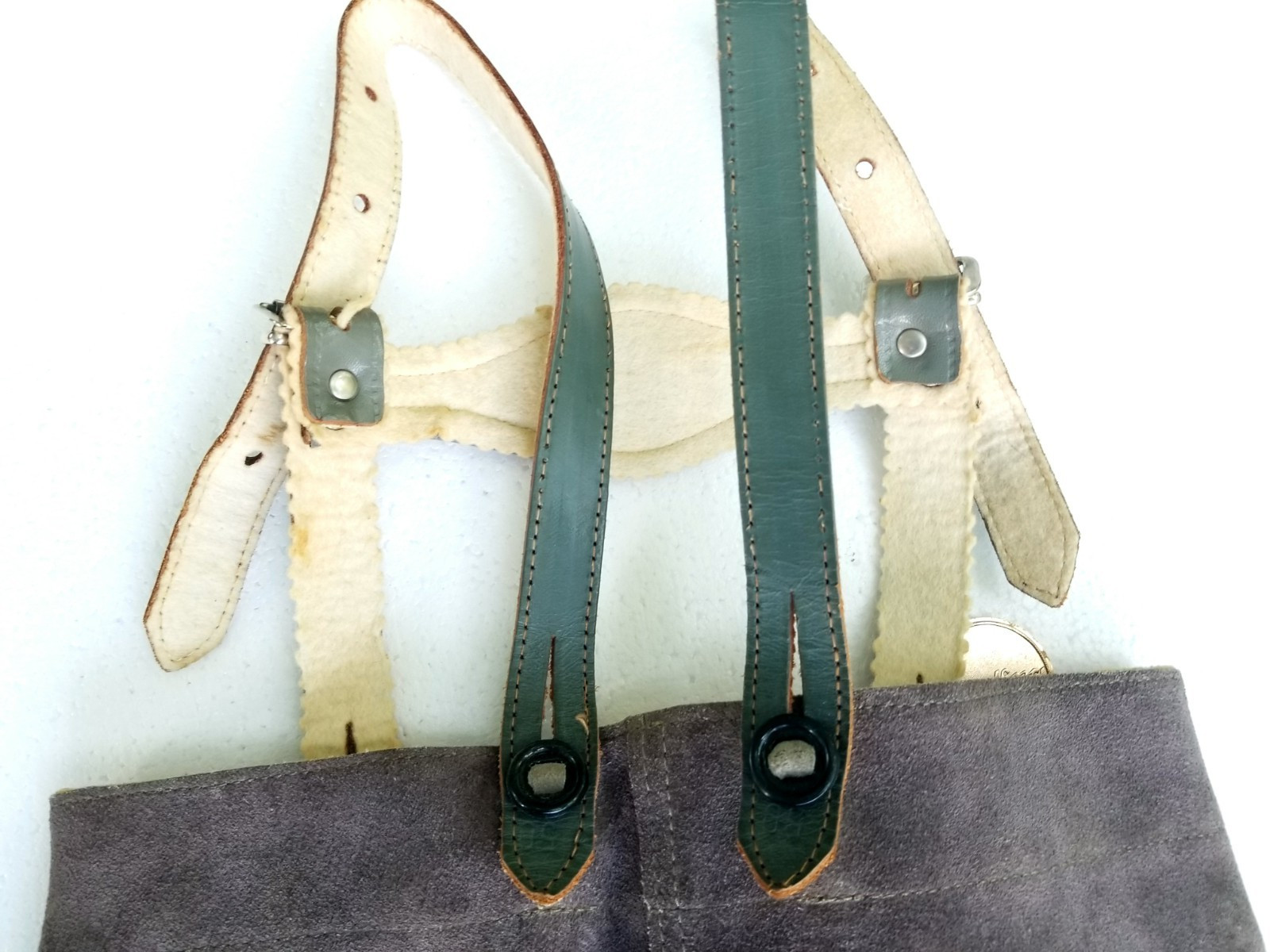 Vintage German Boys Lederhosen Suede Leather Shorts Suspenders Bavarian 1960s