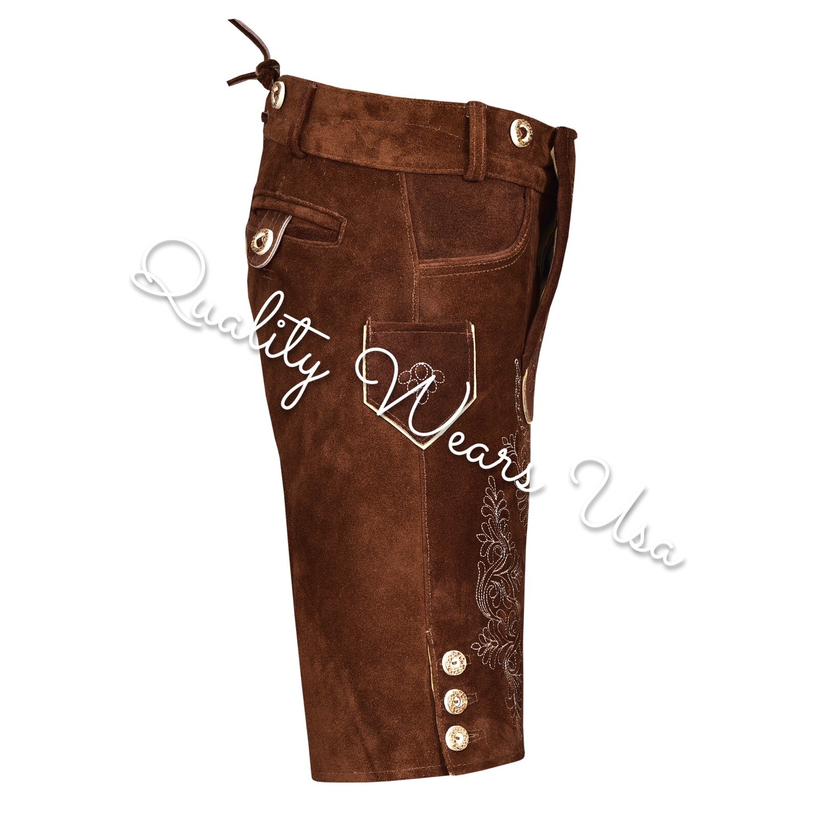 Authentic Men Lederhosen Oktoberfest Bavarian Lederhosen -Leather Trousers Plain