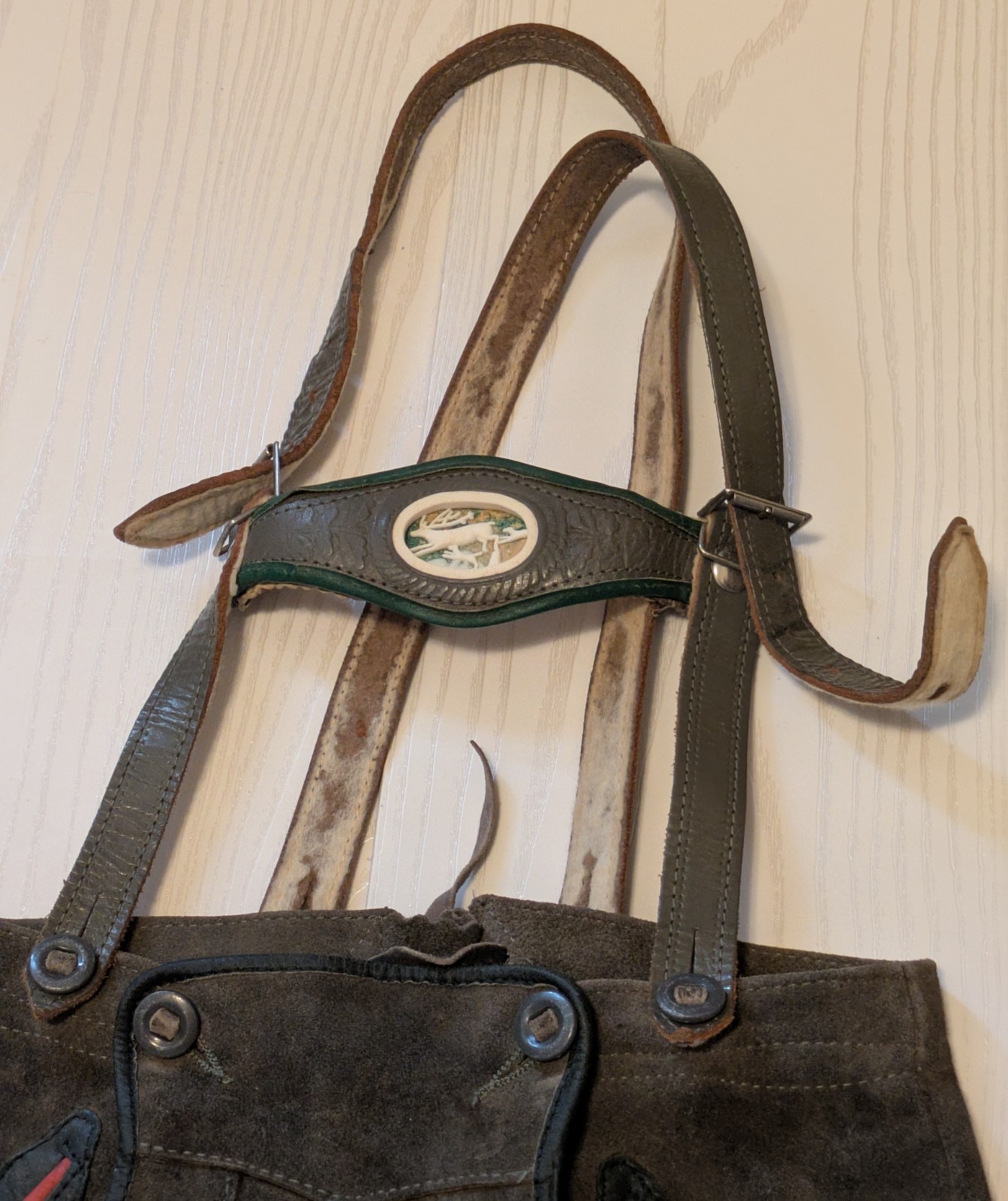Children’s Lederhosen And Suspenders Leather/Suede Octoberfest German, Read Desc