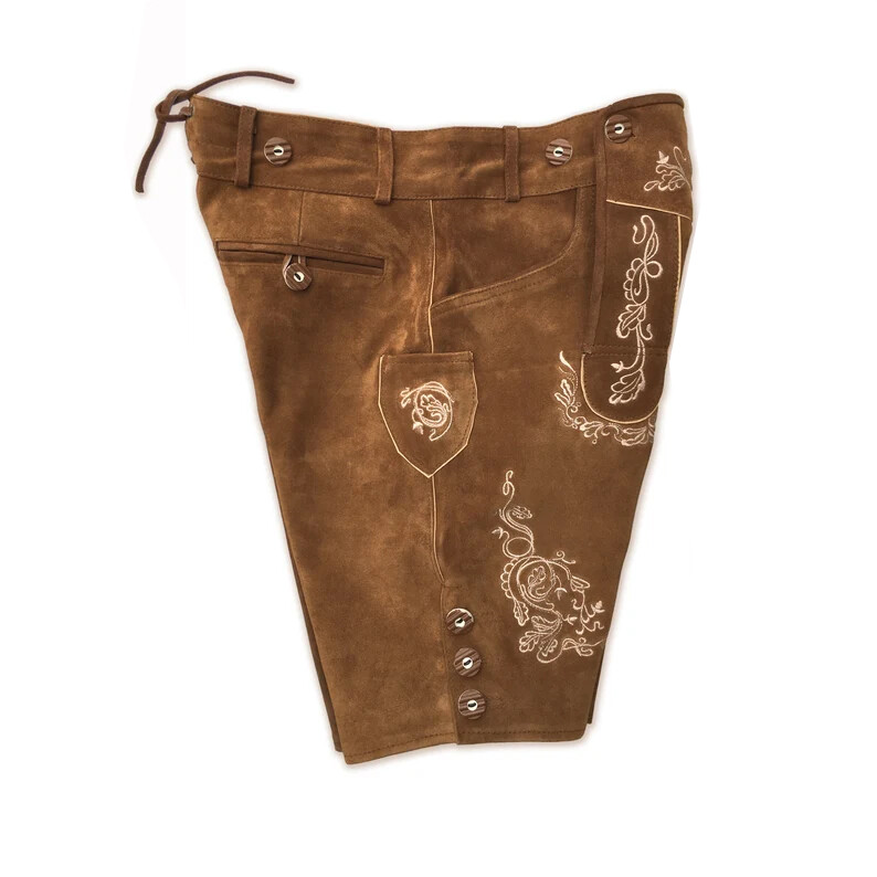Men’s Bavarian Tratchen Lederhosen Pant German Oktoberfest Suede Leather Pants