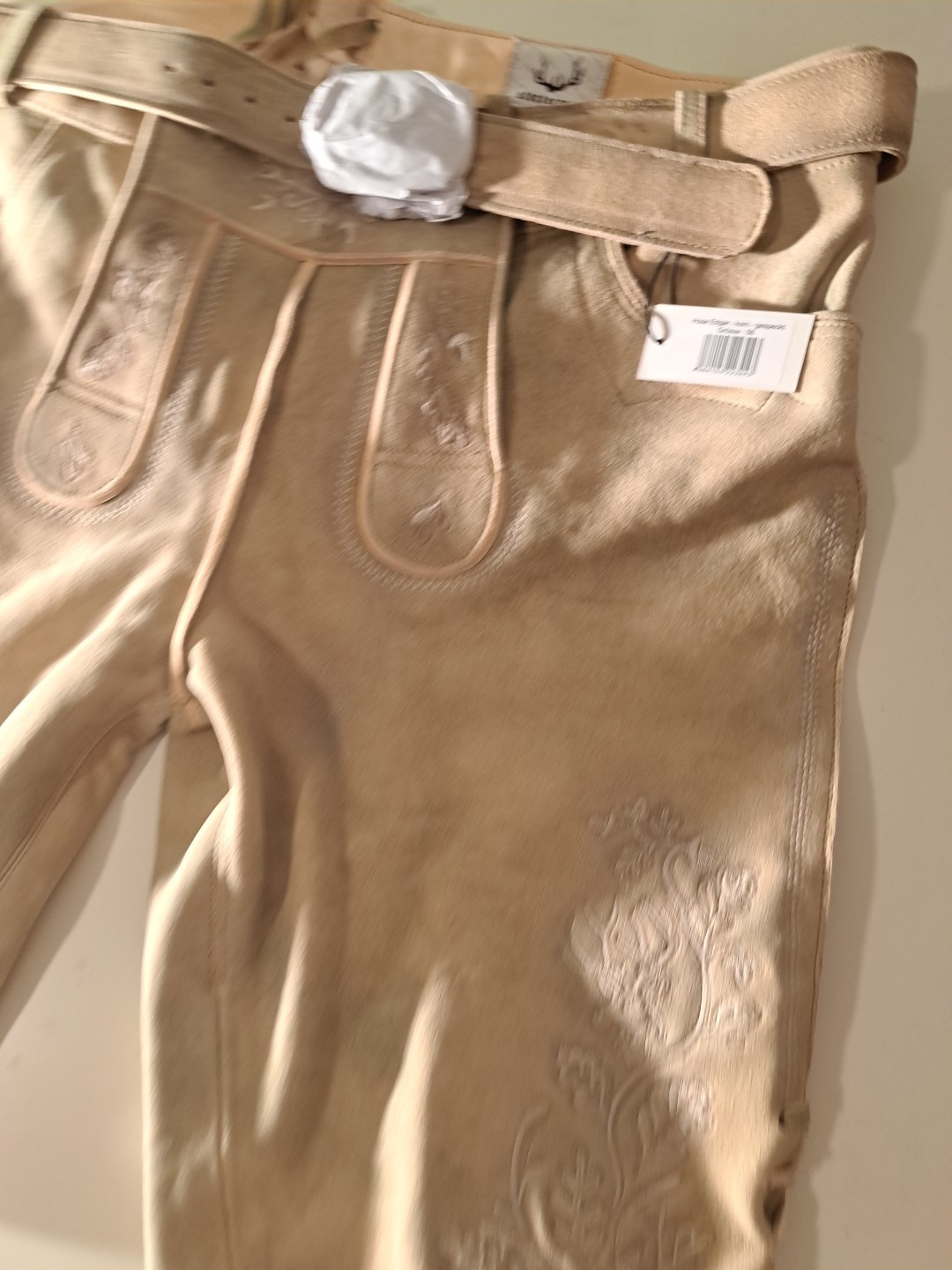 Stockerpoint Leather Pants Blonde Size 56 XXXXL New Edgar Korn Spotted Metal Buckle