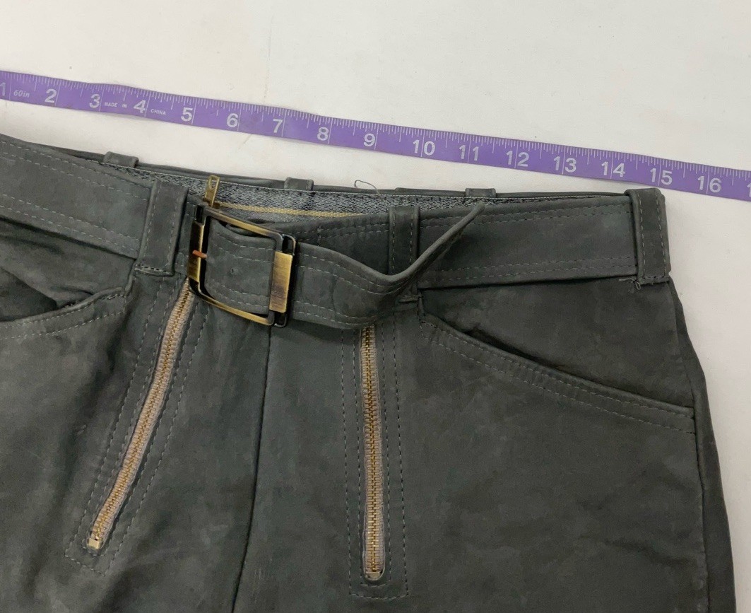 Vintage Women’s Unbranded Leather Lederhosen Double Zipper Shorts | 30” W