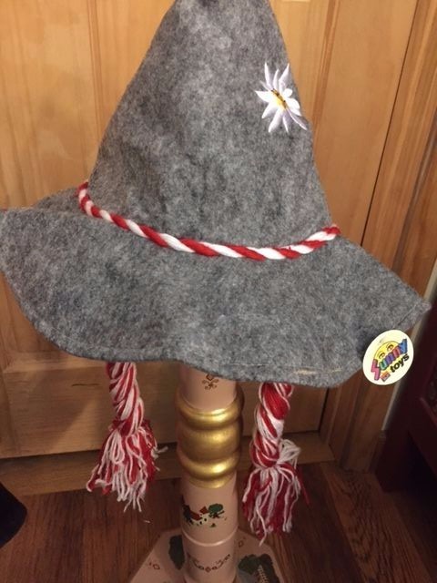 German Bavarian Oktoberfest Gray Edelweiss Hat with Braids
