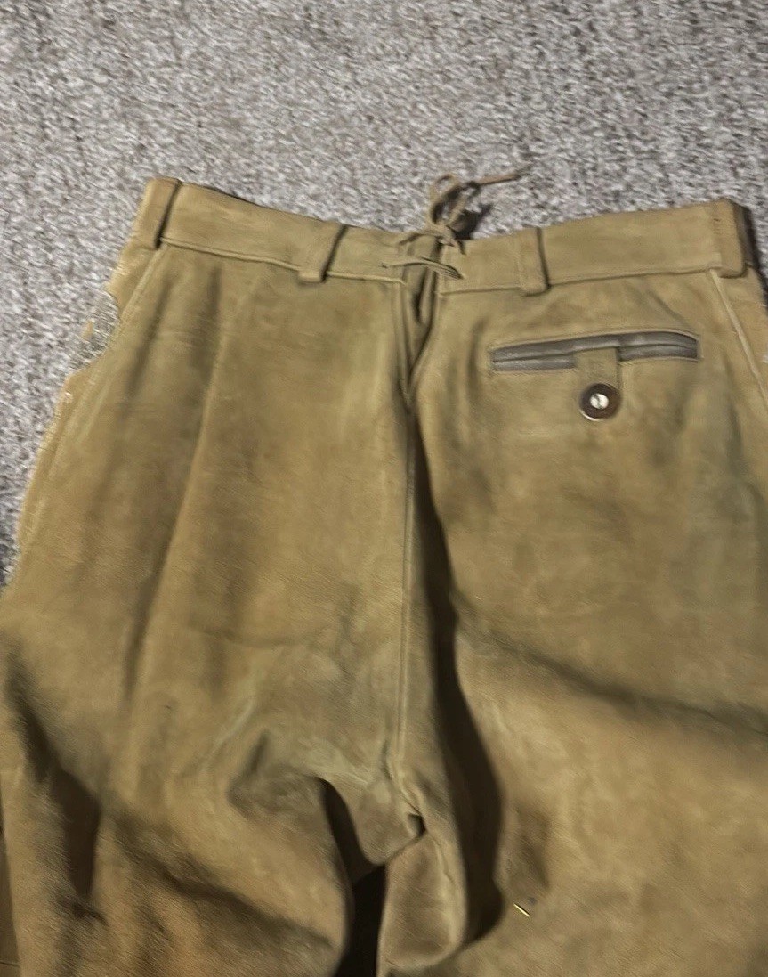 Men’s Bavarian Tratchen Lederhosen Pant German Oktoberfest Suede Leather Pants