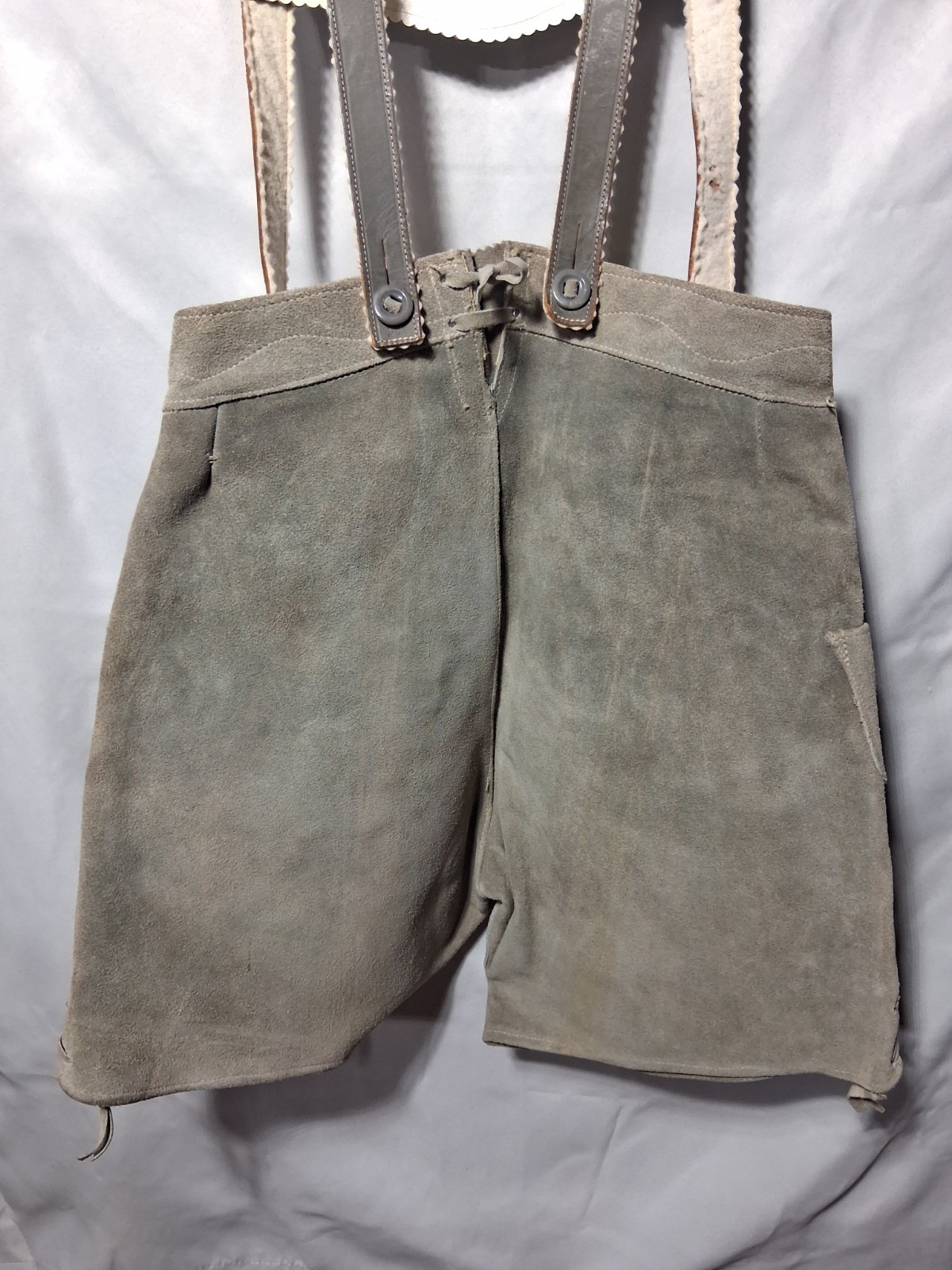 Vintage Haelson Suede Leather Lederhosen Shorts, EU 40 Waist Suspenders & Hat