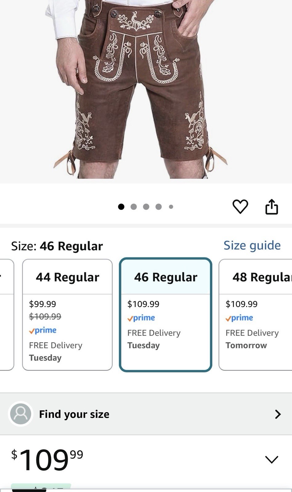 Lederhosen Oktoberfest Leather Trachten Shorts Authentic Outfit Size US 42 EU 58