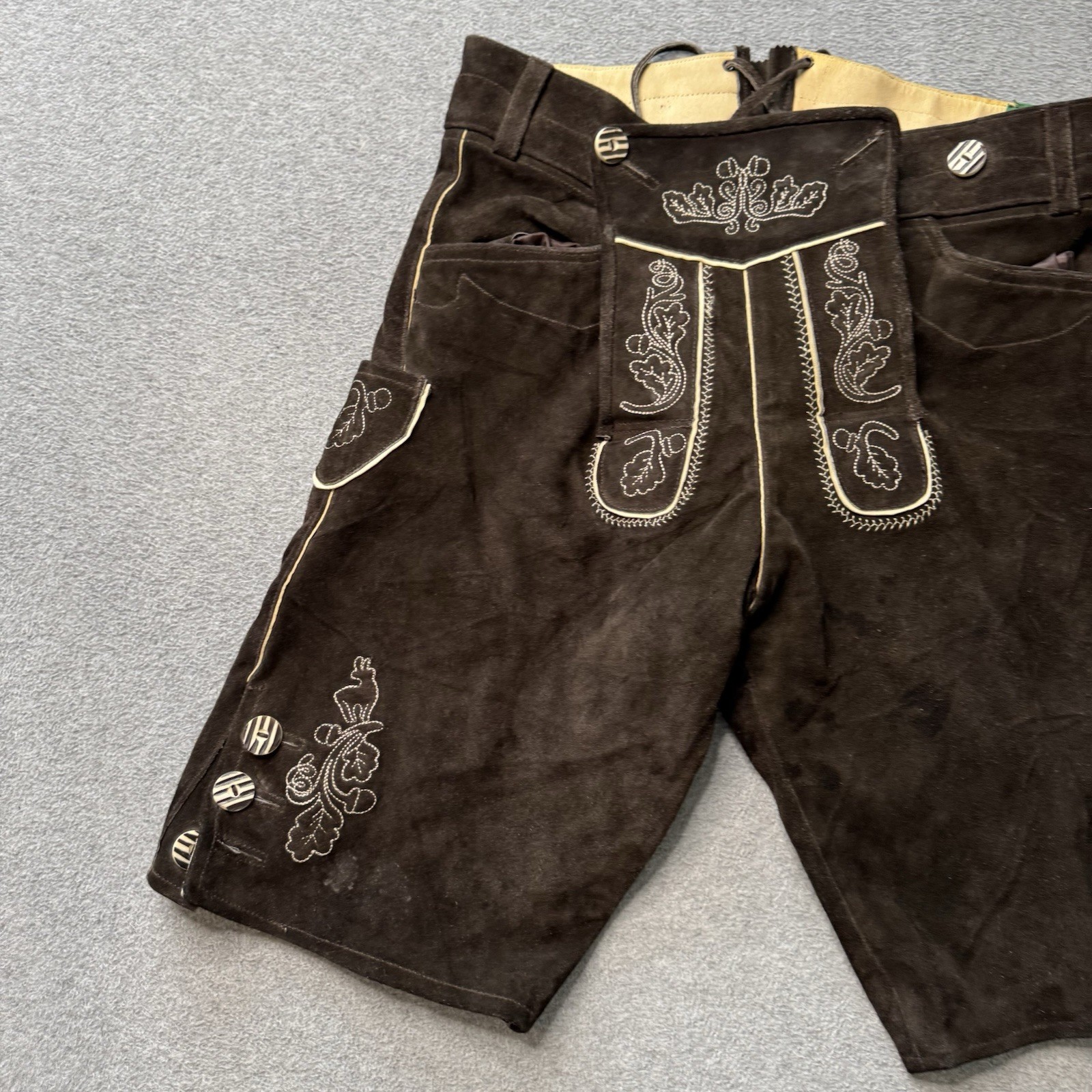 Lederhosen4u Shorts Mens 50 Brown Leather Suede German Oktoberfest Traditional