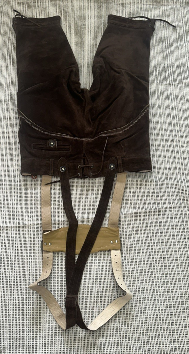 Lederhosen4U Brown Suede German Lederhosen Hans Size 52 New