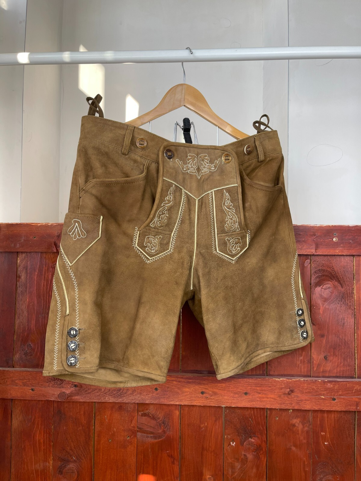Country Maddox Trachten Lederhose Brown Leather Shorts 48 54