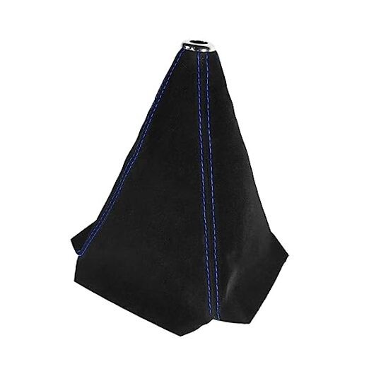 Car Shift Boot Cover, Suede Leather Shift Knob Boot Dust Cover, Black/Blue