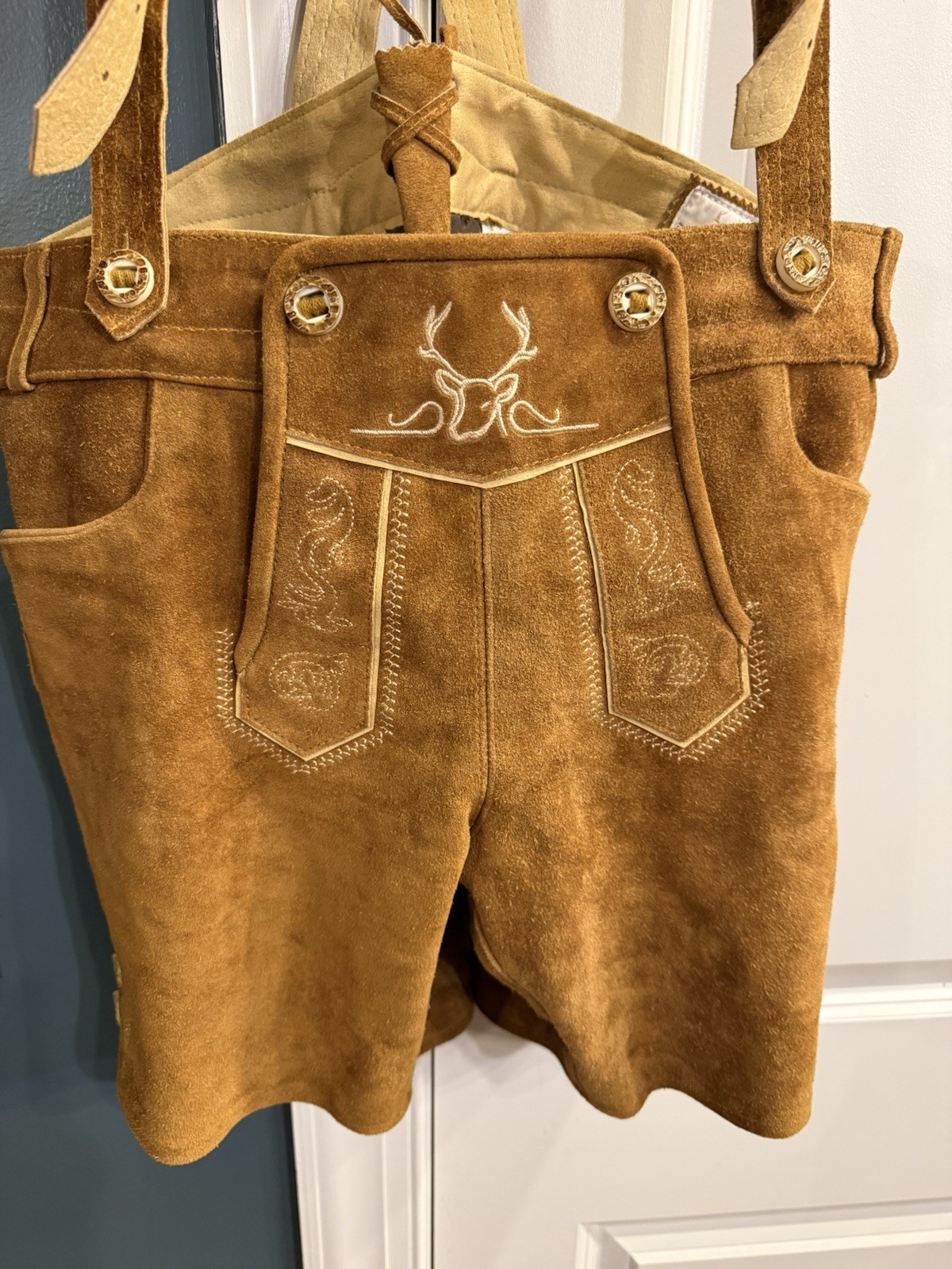 Bavaria Trachten LEDERHOSEN Woman SHORT LIGHT BROWN, US 10/EU