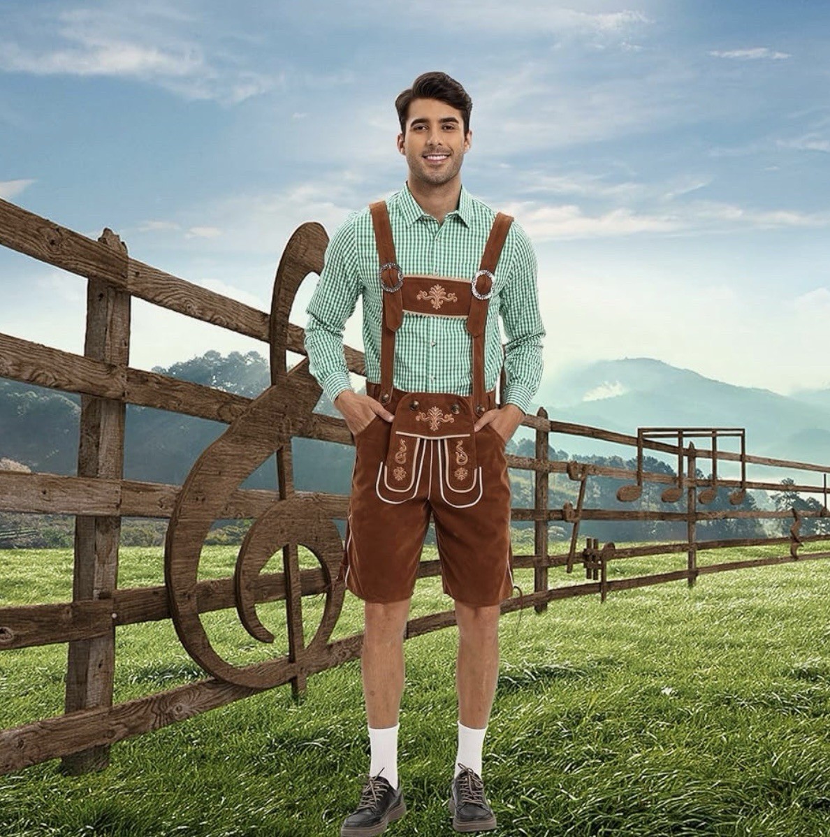 Lederhosen for Men, German Oktoberfest Costume, Brown Sz 54 or XL NWT