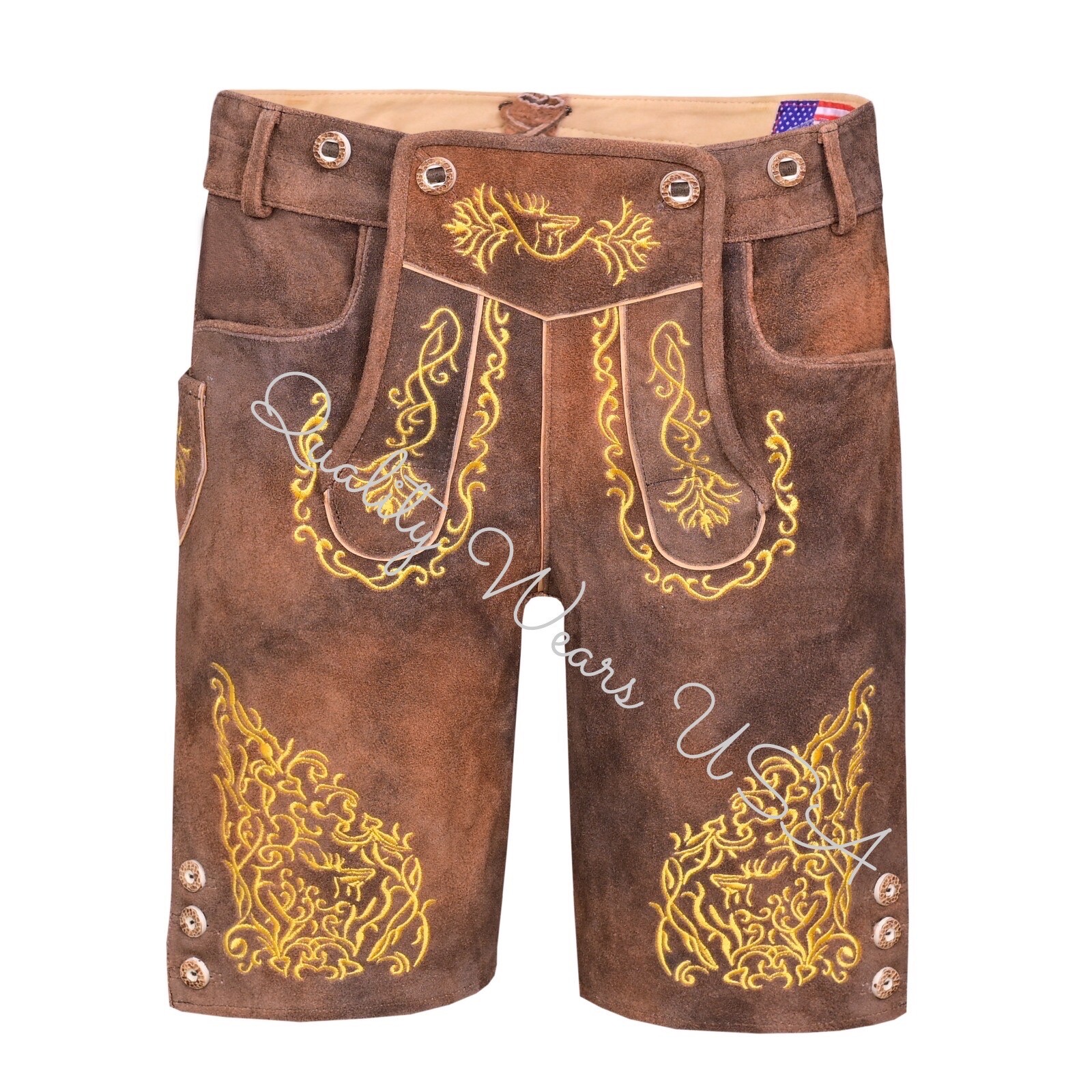 Men Authentic Lederhosen – Oktoberfest Lederhosen- Leather Short