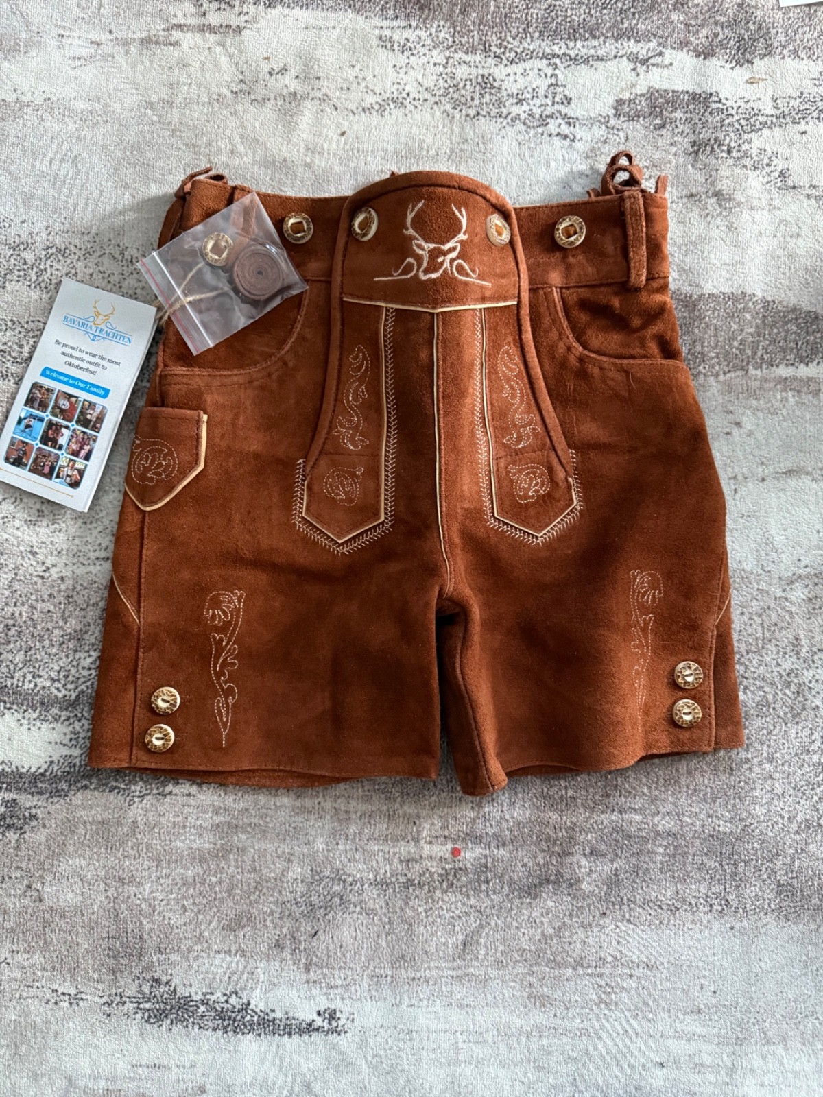 German Bavarian Lederhosen Shorts Childs size 11-14 / 146-164