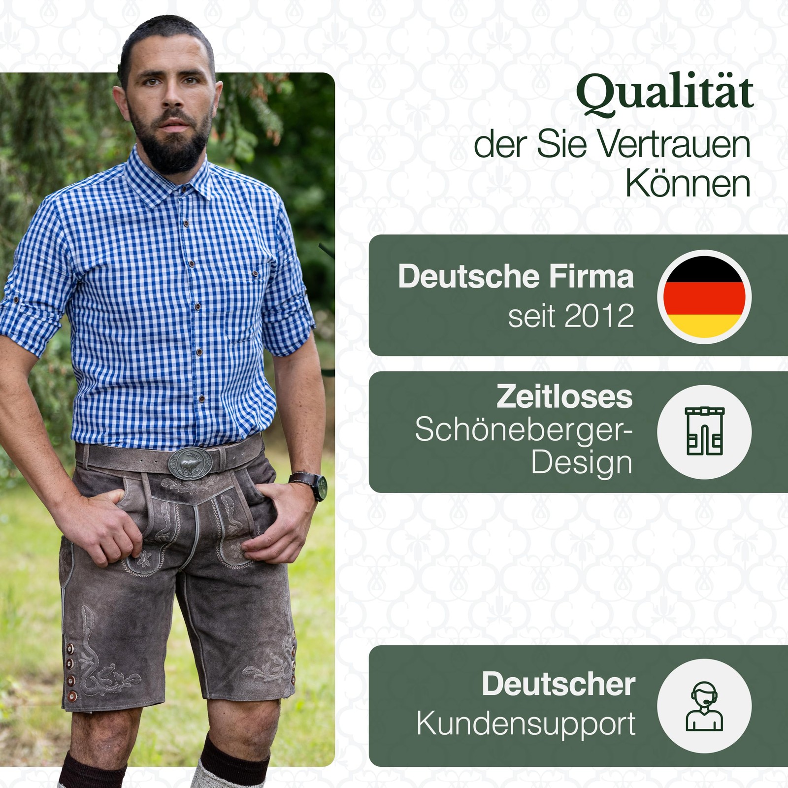 Men’s Vintage Lederhosen Styria Short Traditional Lederhosen Antique Taupe incl…