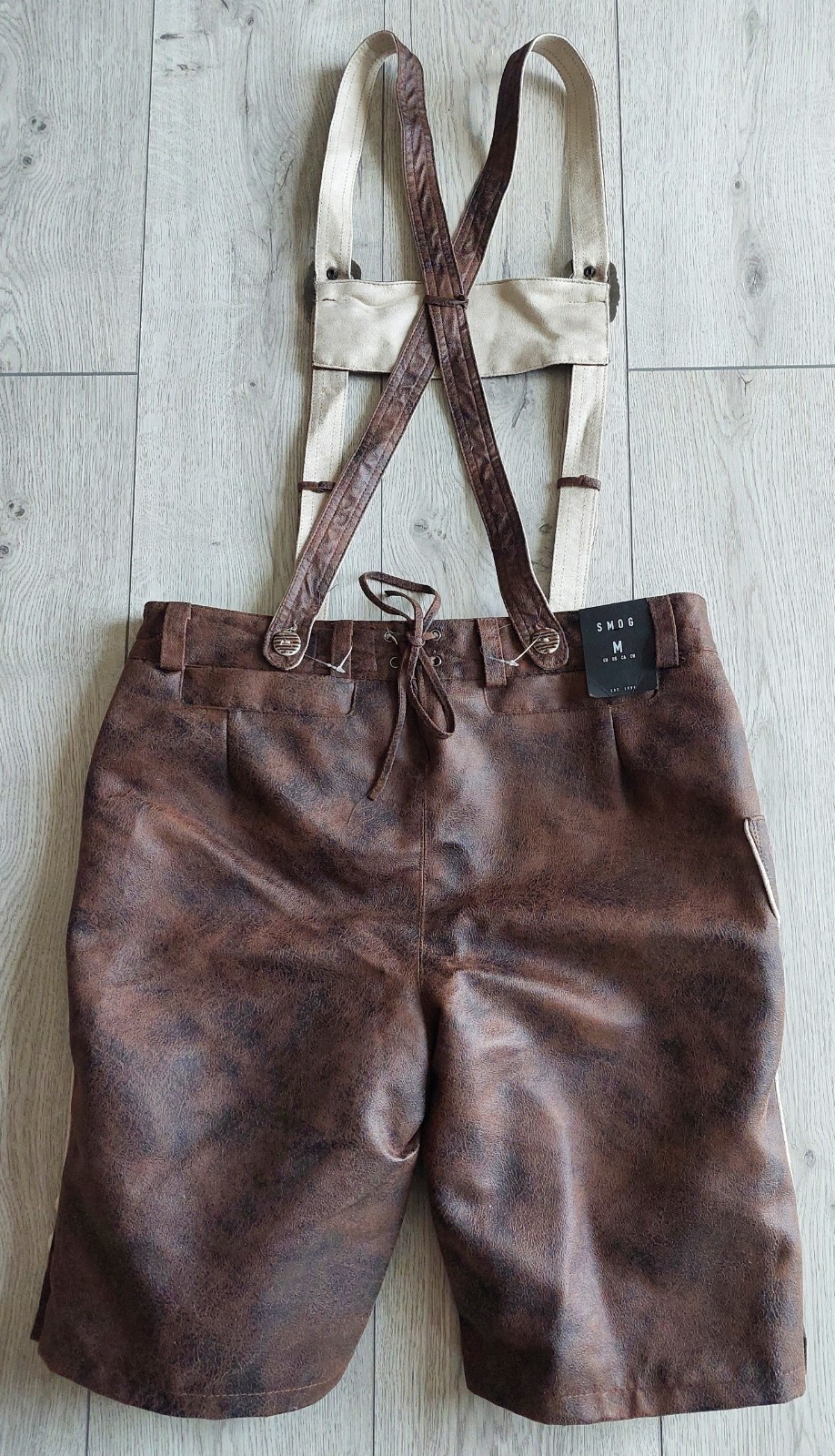 Bavarian lederhosen SMOG, shorts, polyester, size M, new, China