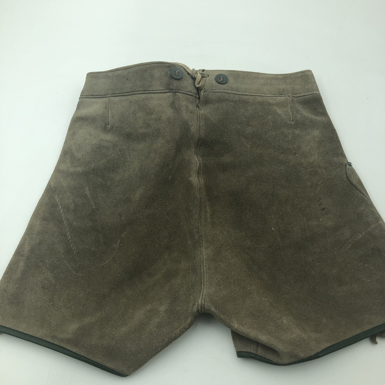 Authentic Vintage Lederhosen Oktoberfest Men Suede Leather German 13” Waist Pant