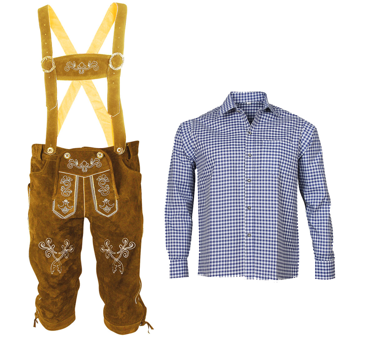 B goods costume set men’s costume leather pants size 46 to 62 blue shirt with socks