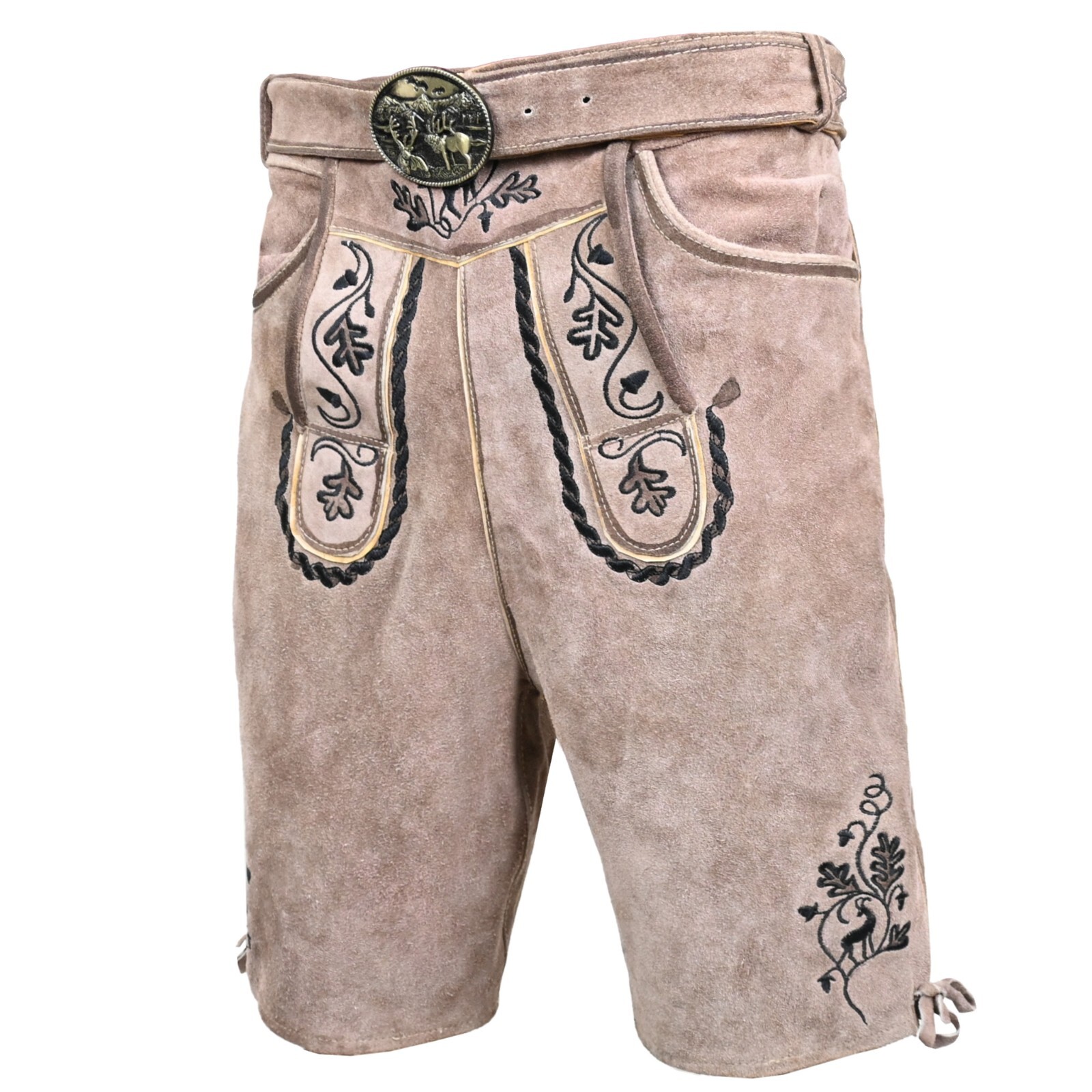 Oktoberfest Costume Mens Leather Lederhosen “Hegel” Traditional Bavarian Shorts