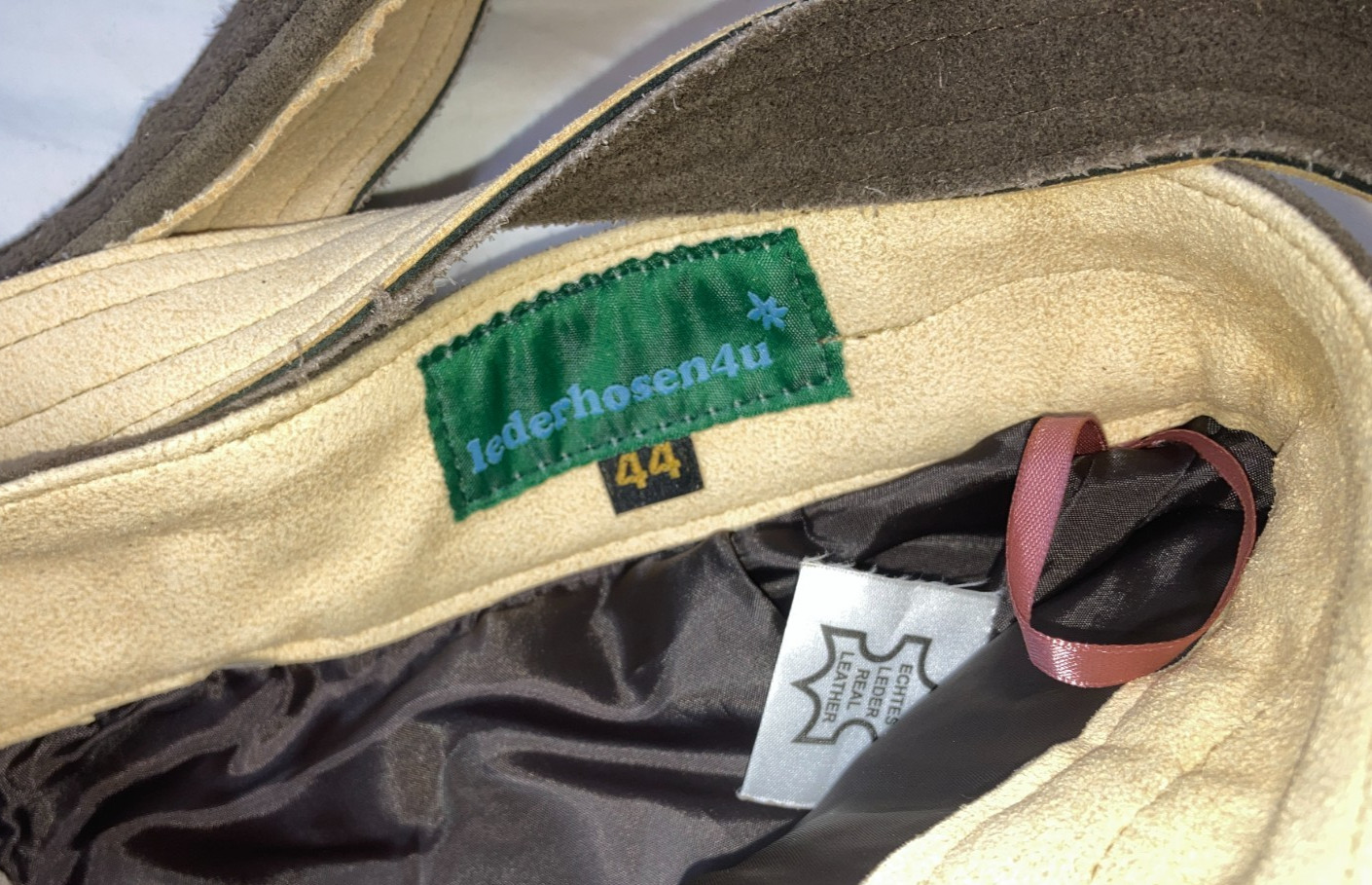 Lederhosen 4U Knee Length Seppl Bundhosen Brown Suede Leather 31 Worn Once!