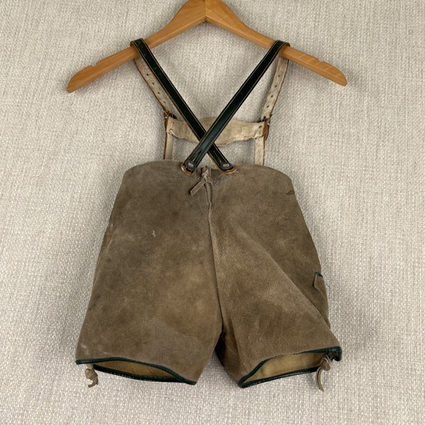 VTG Kids Lederhosen Shorts Suede Leather Shorts Suspenders Oktoberfest Bavarian