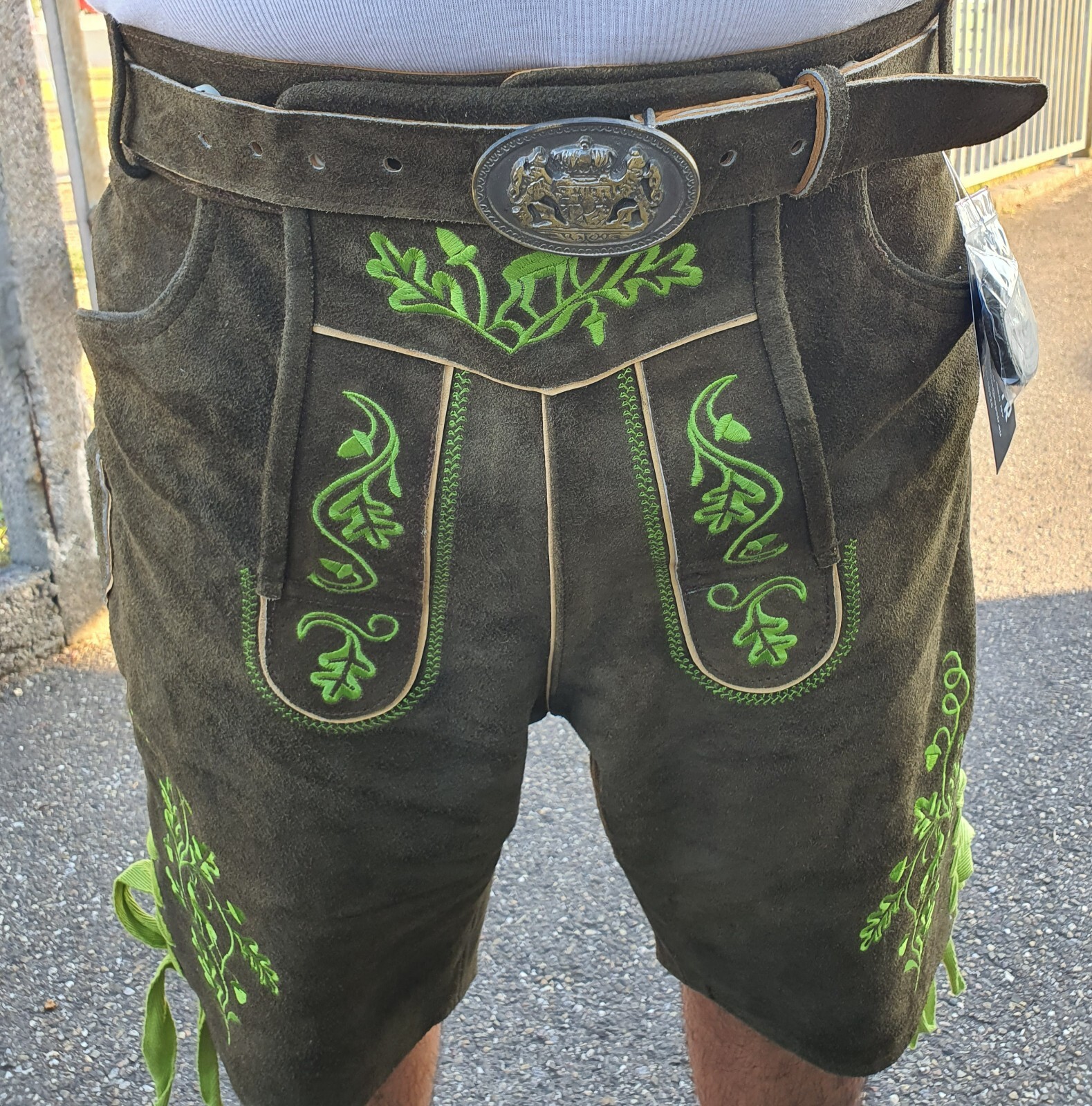 Herren Trachten Lederhose Kurze Lederhose Baverain Lederhose mit Gürtel Gr,46-64