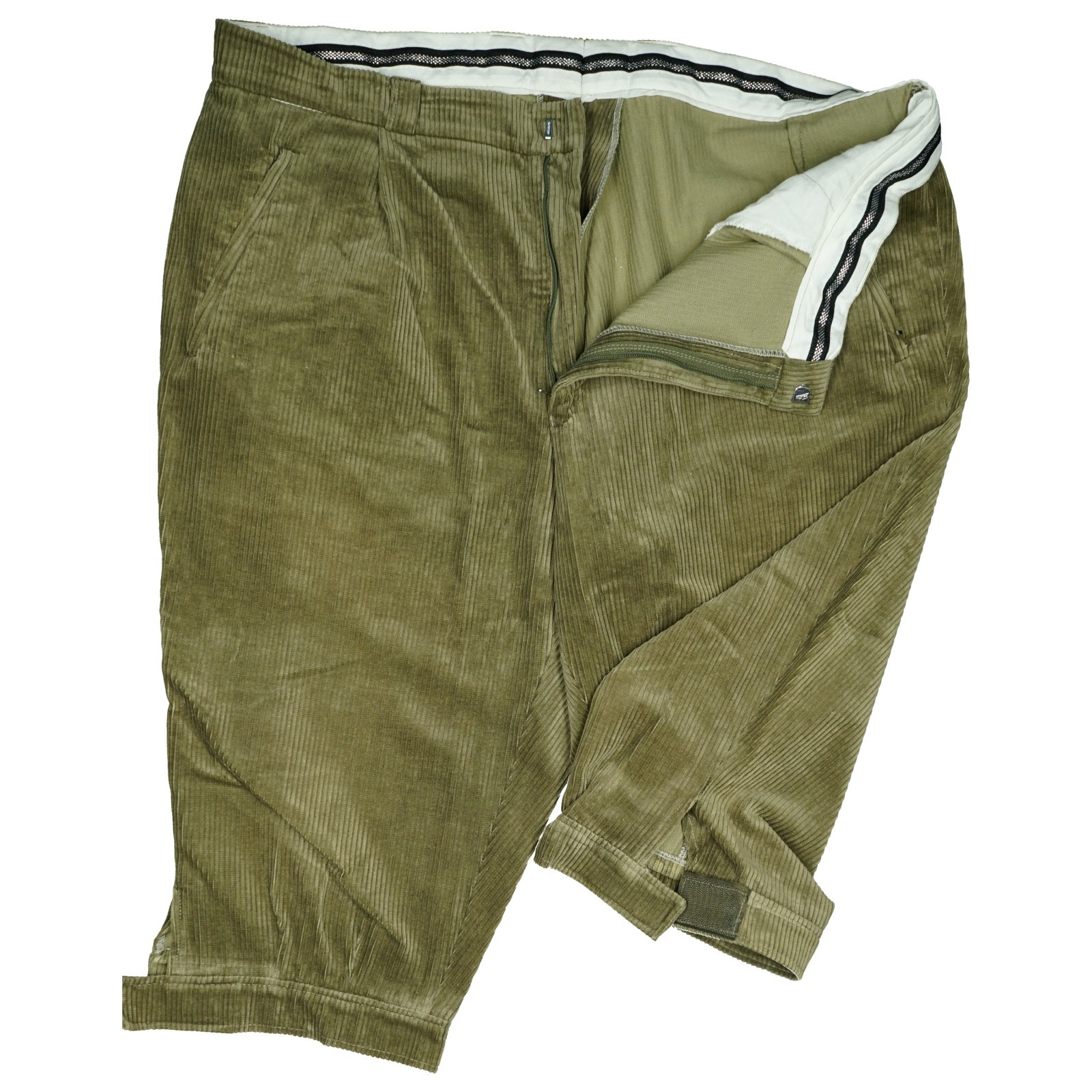 Busch 28 short army green men’s pants Oktoberfest traditional corduroy pants W40 XXL Hook and Loop