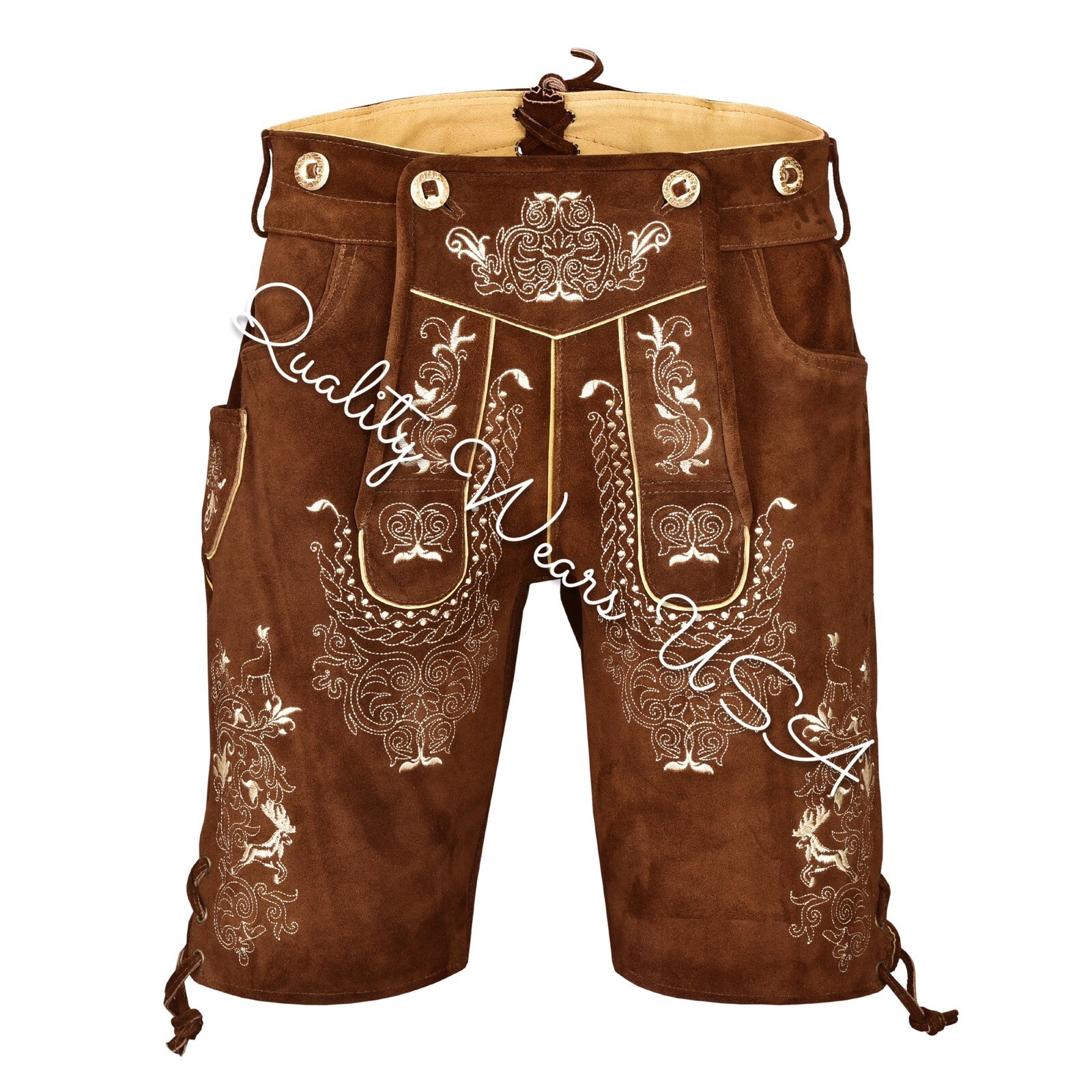 Men Oktoberfest Lederhosen- Authentic Bavarian Lederhosen-Suede Leather Trousers