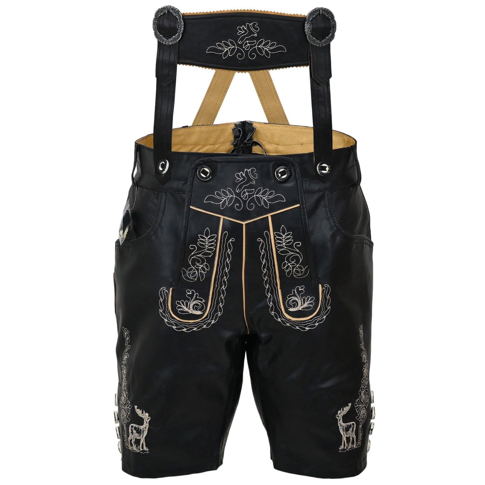 Oktoberfest Costume Bavarian Lederhosen Short for Men Albert Black German Outfit