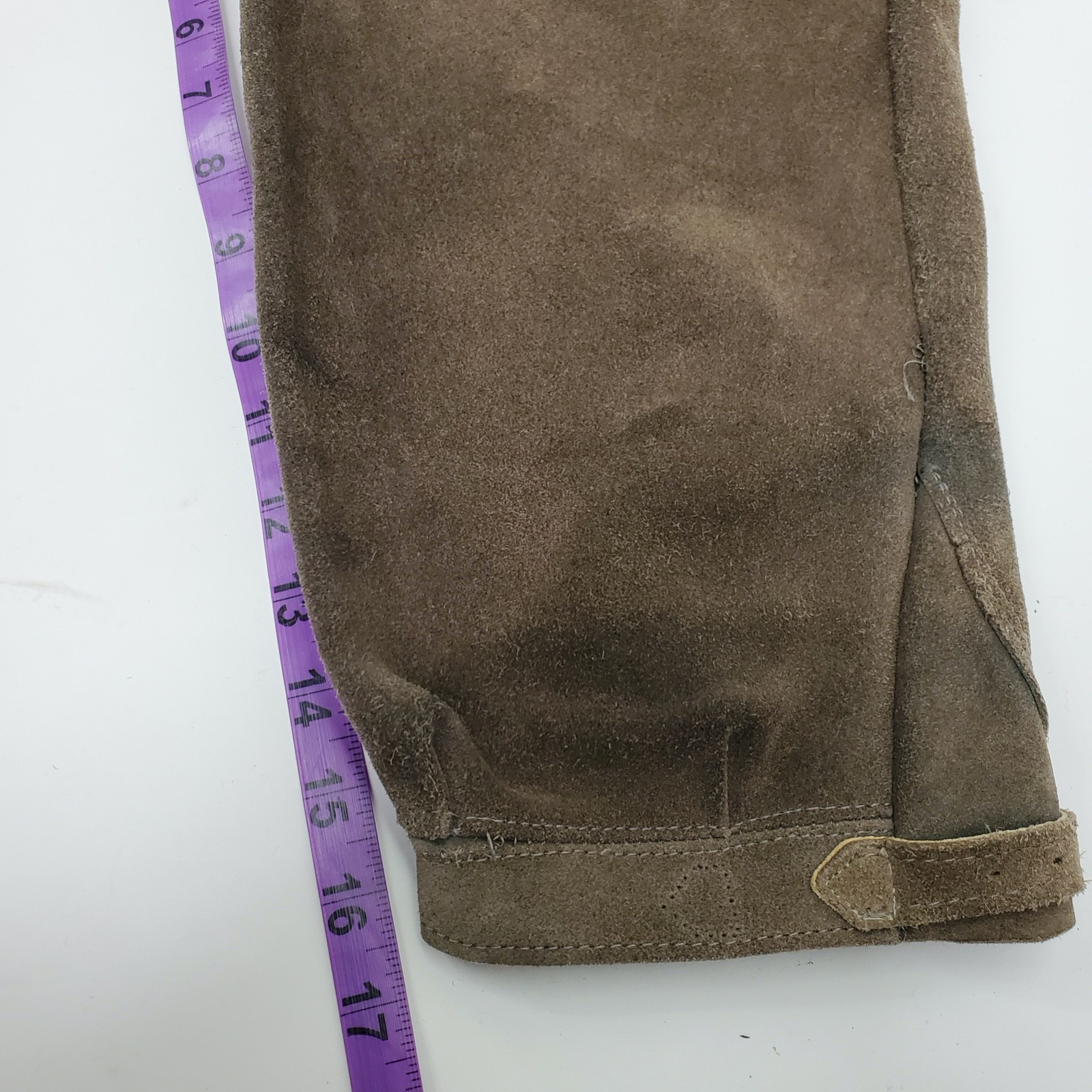 Vintage German Grey/Green Rough-Out Suede Knickerbocker Lederhosen Sz 30″