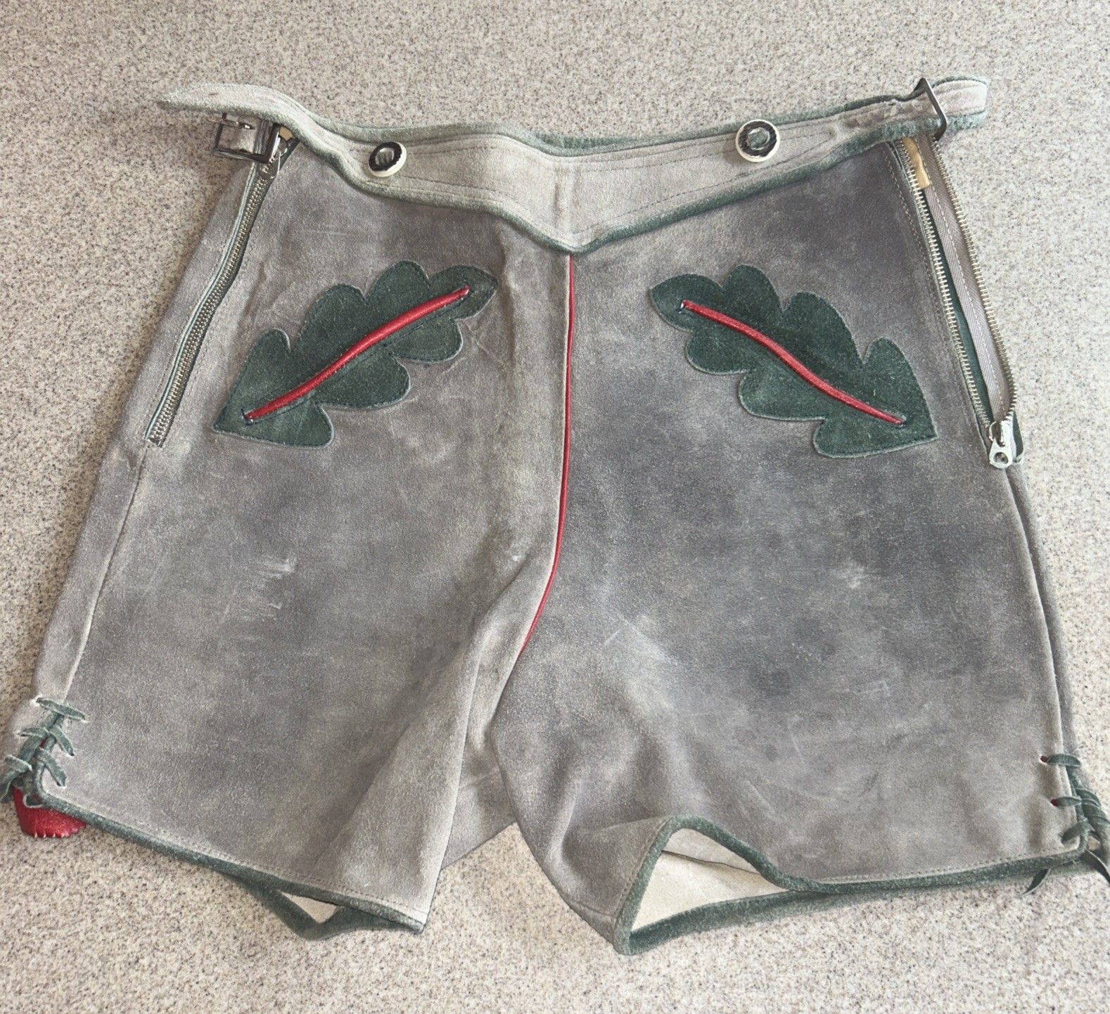 Suede Leather Lederhosen Men Boys Size 28 Authentic German Octoberfest