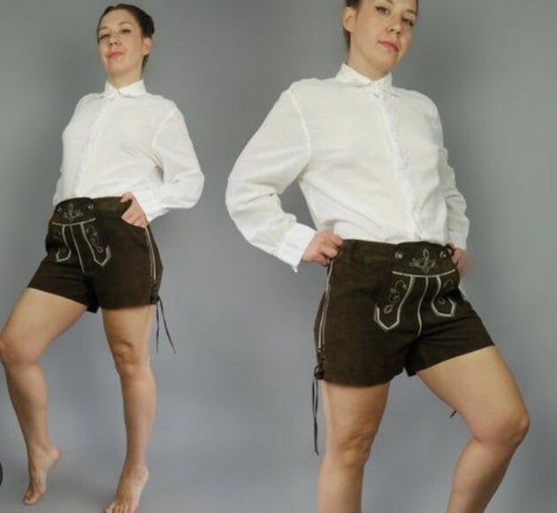 NWT Waldschutz Lederhosen Ladies Oktoberfest Chocolate Leather EU 38-M-US 10