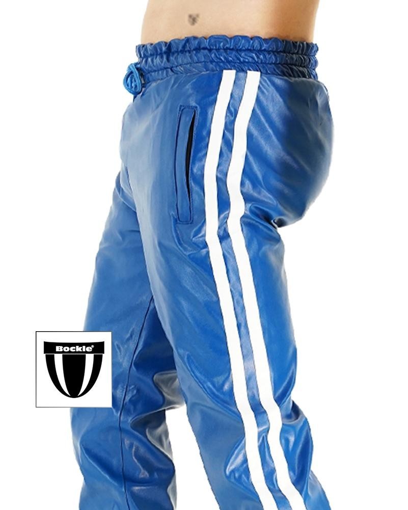 Bockle® Boyjog Faux blaue Kuns Lederhose Leder Joggers Jogginghose
