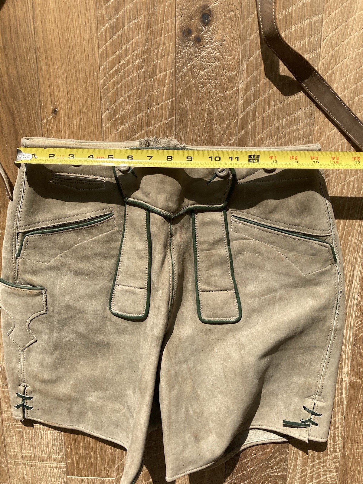 Authentic German Bavarian Leather Lederhosen w/ Suspenders Oktoberfest Sz 46